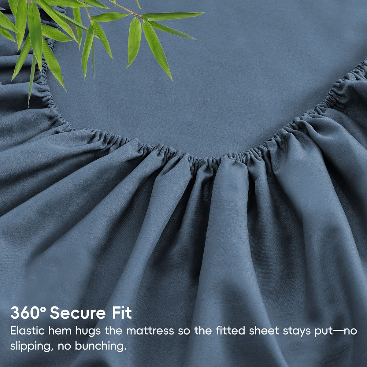 Hotel Breathable Bamboo Fitted Sheet & Pillowcase-3 Piece-Ultra Soft 2000TC Breathable Fitted Bed Sheets Set with 40 Centimetre Deep Pocket-Cooling Sheets for Hot Sleepers(Navy,Super King)