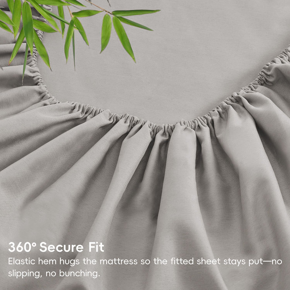 Hotel Breathable Bamboo Fitted Sheet & Pillowcase-3 Piece-Ultra Soft 2000TC Breathable Fitted Bed Sheets Set with 40 Centimetre Deep Pocket-Cooling Sheets for Hot Sleepers(Silver-gray,Super King)