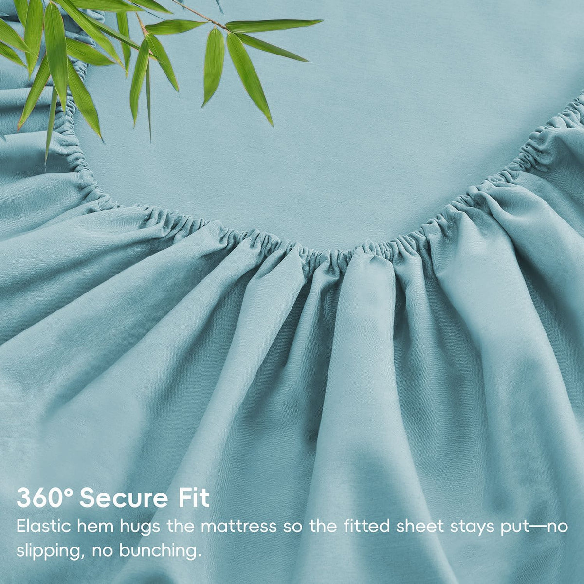 Hotel Breathable Bamboo Fitted Sheet & Pillowcase-3 Piece-Ultra Soft 2000TC Breathable Fitted Bed Sheets Set with 40 Centimetre Deep Pocket-Cooling Sheets for Hot Sleepers(Sky Blue,Super King)