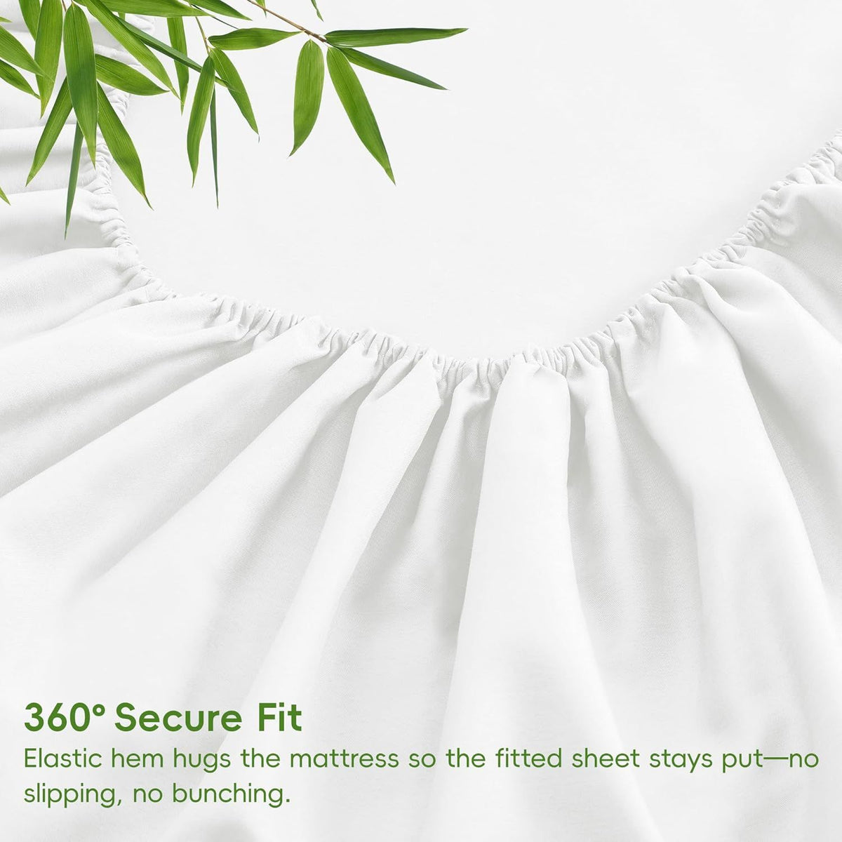 Hotel Breathable Bamboo Fitted Sheet & Pillowcase-3 Piece-Ultra Soft 2000TC Breathable Fitted Bed Sheets Set with 40 Centimetre Deep Pocket-Cooling Sheets for Hot Sleepers(White,Super King)