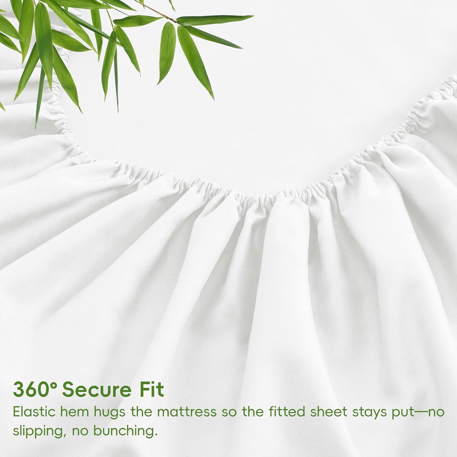 Hotel Breathable Bamboo Fitted Sheet & Pillowcase-3 Piece-Ultra Soft 2000TC Breathable Fitted Bed Sheets Set with 40 Centimetre Deep Pocket-Cooling Sheets for Hot Sleepers(White,Super King)