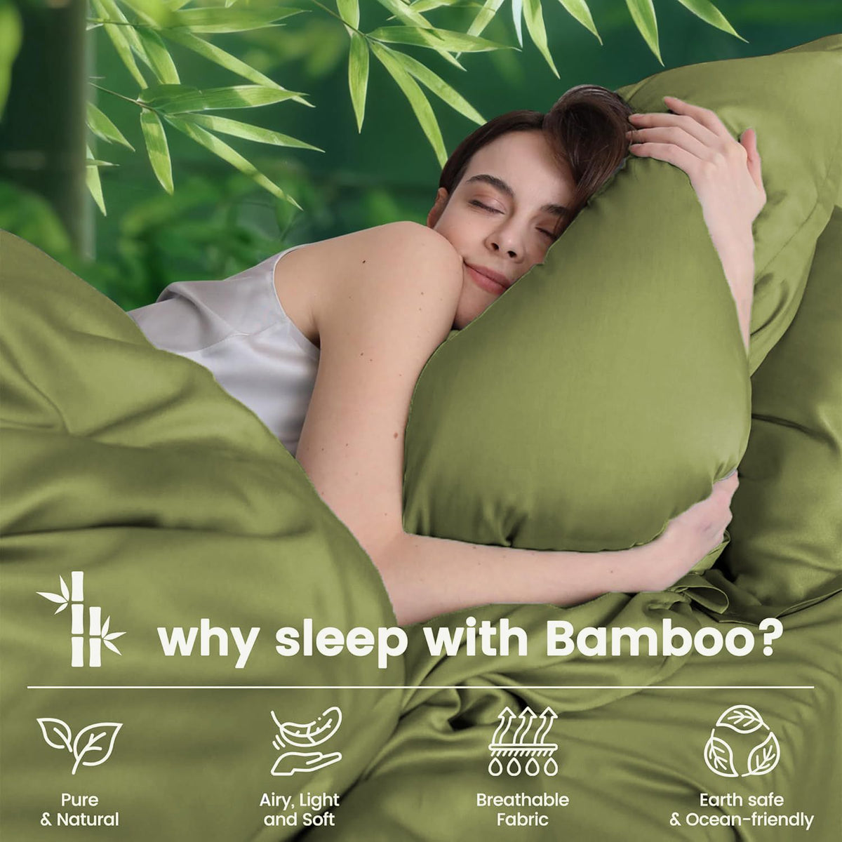 4 Piece Ultra Soft Bamboo Breathable Sheet Set -Hotel 2000TC Breathable Bed Sheets Set with 40 Centimetre Deep Pocket-Breathable Sheets for Hot Sleepers(Olive green,Super King)