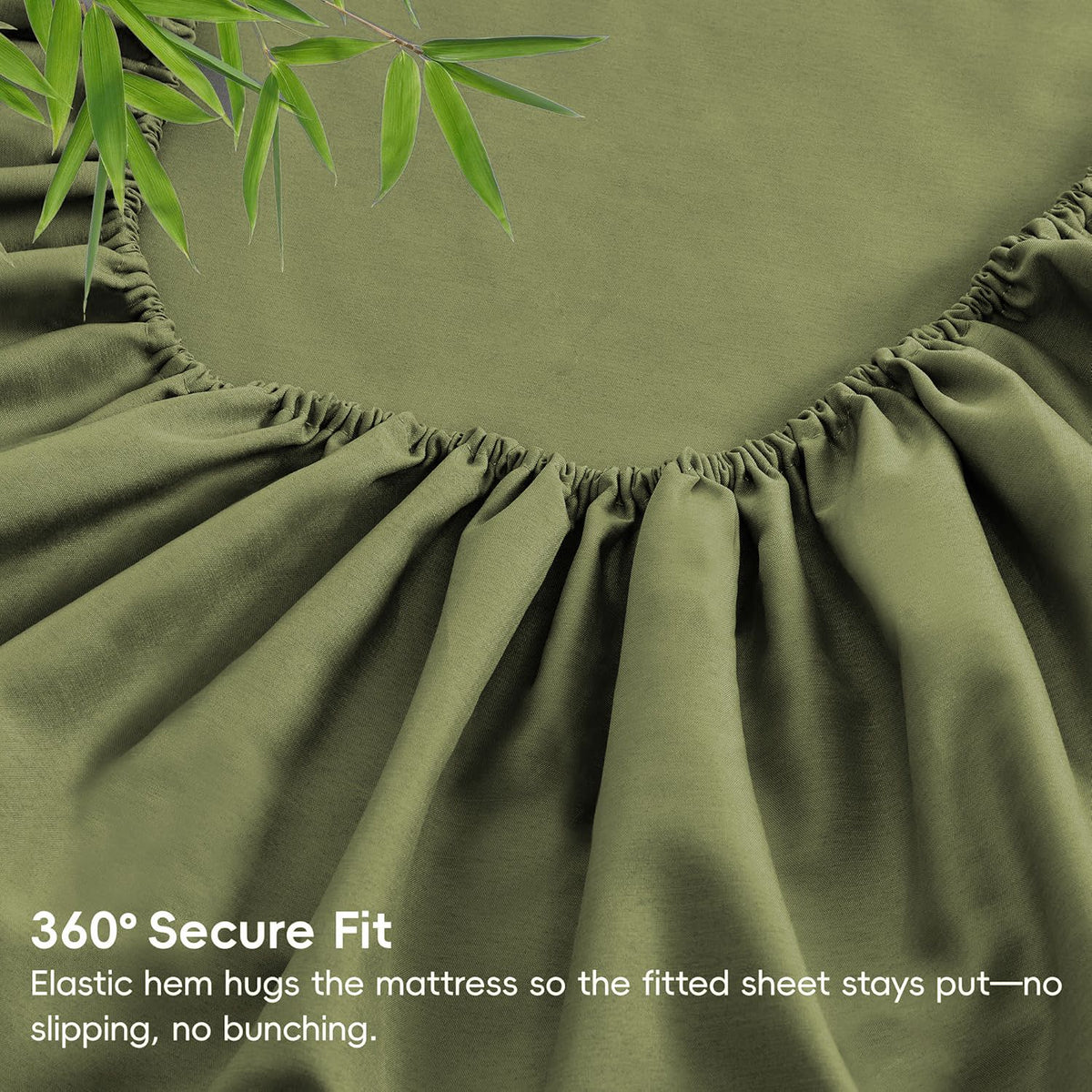 4 Piece Ultra Soft Bamboo Breathable Sheet Set -Hotel 2000TC Breathable Bed Sheets Set with 40 Centimetre Deep Pocket-Breathable Sheets for Hot Sleepers(Olive green,Super King)