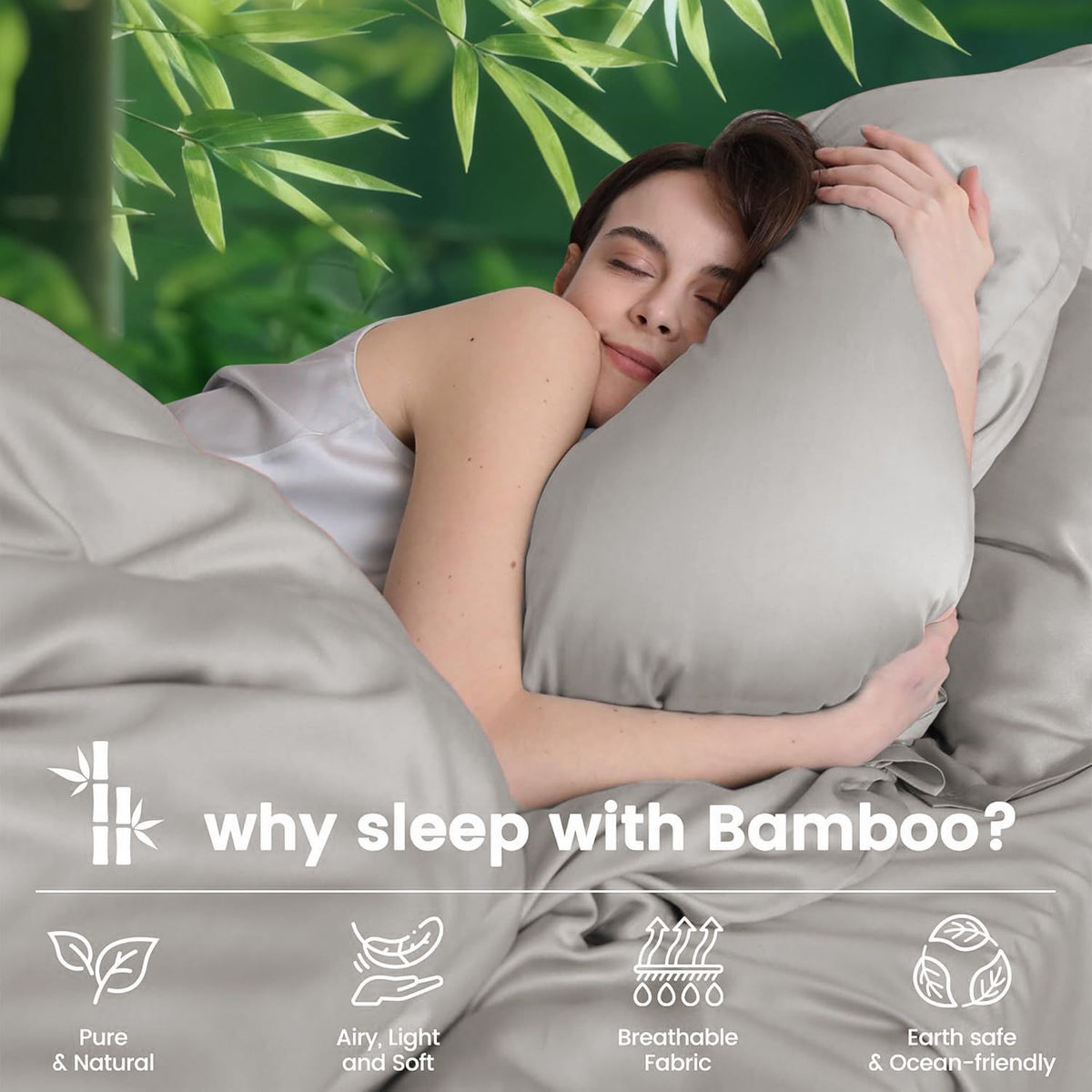 4 Piece Ultra Soft Bamboo Breathable Sheet Set -Hotel 2000TC Breathable Bed Sheets Set with 40 Centimetre Deep Pocket-Breathable Sheets for Hot Sleepers(Silver-gray,Super King)