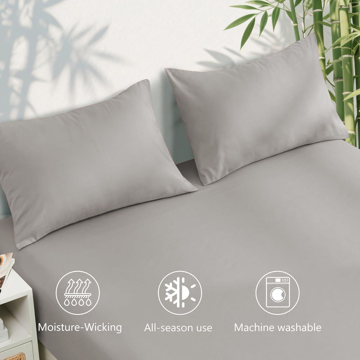 4 Piece Ultra Soft Bamboo Breathable Sheet Set -Hotel 2000TC Breathable Bed Sheets Set with 40 Centimetre Deep Pocket-Breathable Sheets for Hot Sleepers(Silver-gray,Super King)