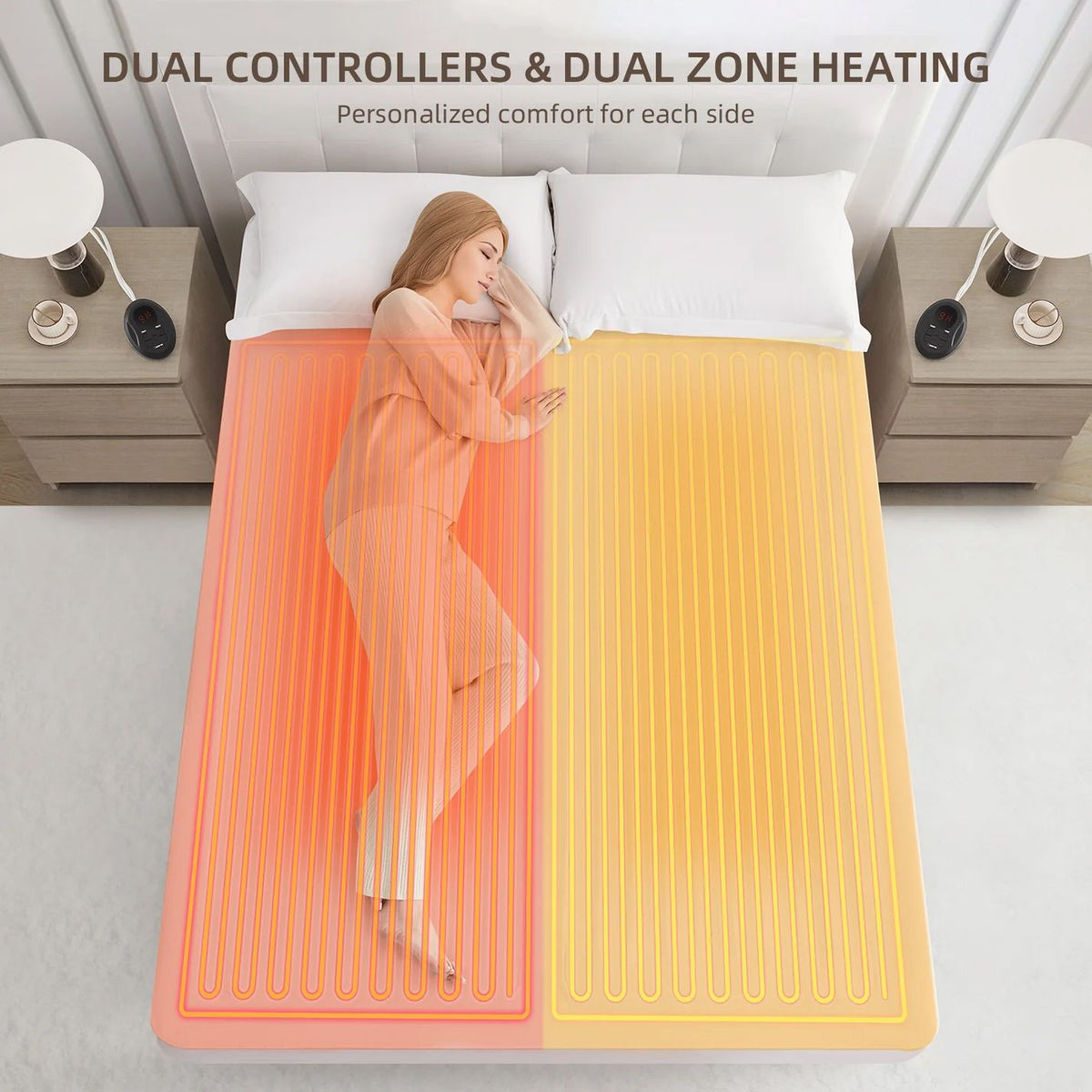 Heated Mattress Pad - Bedding Electric Blanket with 9 Heat Setting & 9-Hour Auto Off, Heated Mattress Pad-Machine Washable Fully Fitted Heating Pad with Overheat Protection , 800GSM Non Woven Fabric-fitted sheet cover((Double)