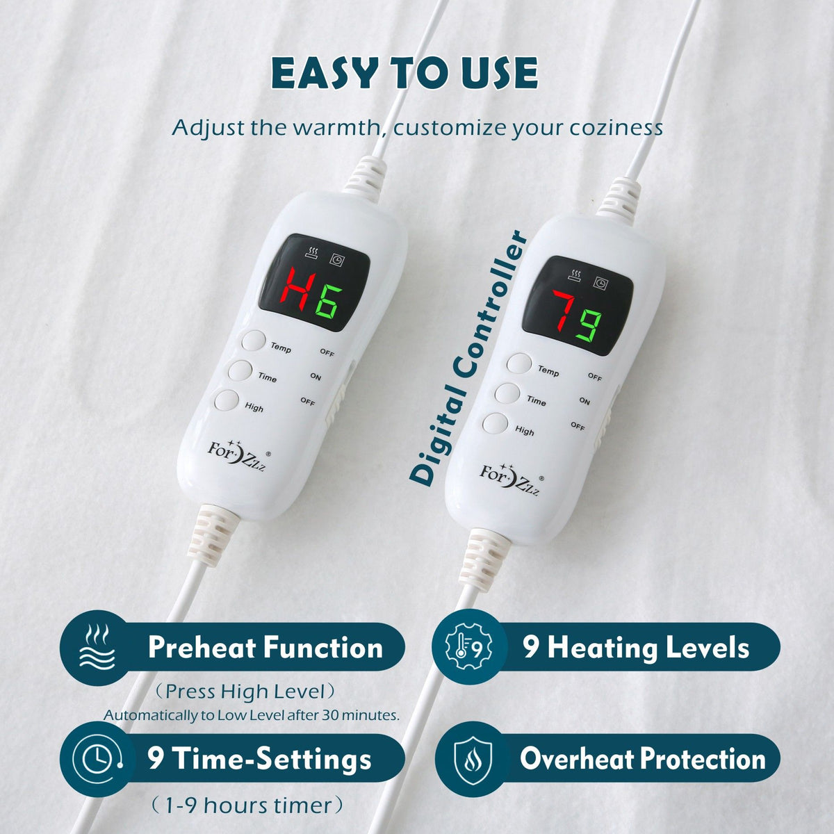 Heated Mattress Pad - Bedding Electric Blanket with 9 Heat Setting & 9-Hour Auto Off, Heated Mattress Pad-Machine Washable Fully Fitted Heating Pad with Overheat Protection , 800GSM Non Woven Fabric-fitted sheet cover(Super King)