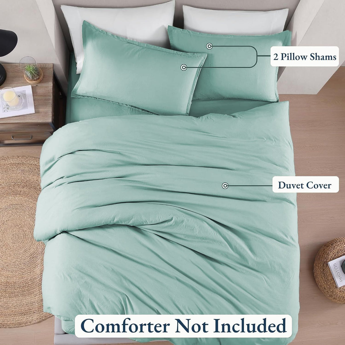 Hotel Soft Microfiber Duvet Cover Set-2000TC Quilt Cover Set & Pillowcases -1 Donna Cover Zipper Closure & 1 x Pillowcases-Breathable Bedding - Wrinkle, Fade, Stain Resistant(Ice Blue,Double)