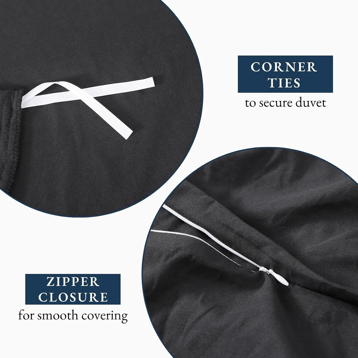 Hotel Soft Microfiber Duvet Cover Set-2000TC Quilt Cover Set & Pillowcases -1 Donna Cover Zipper Closure & 1 x Pillowcases-Breathable Bedding - Wrinkle, Fade, Stain Resistant(Black,Double)