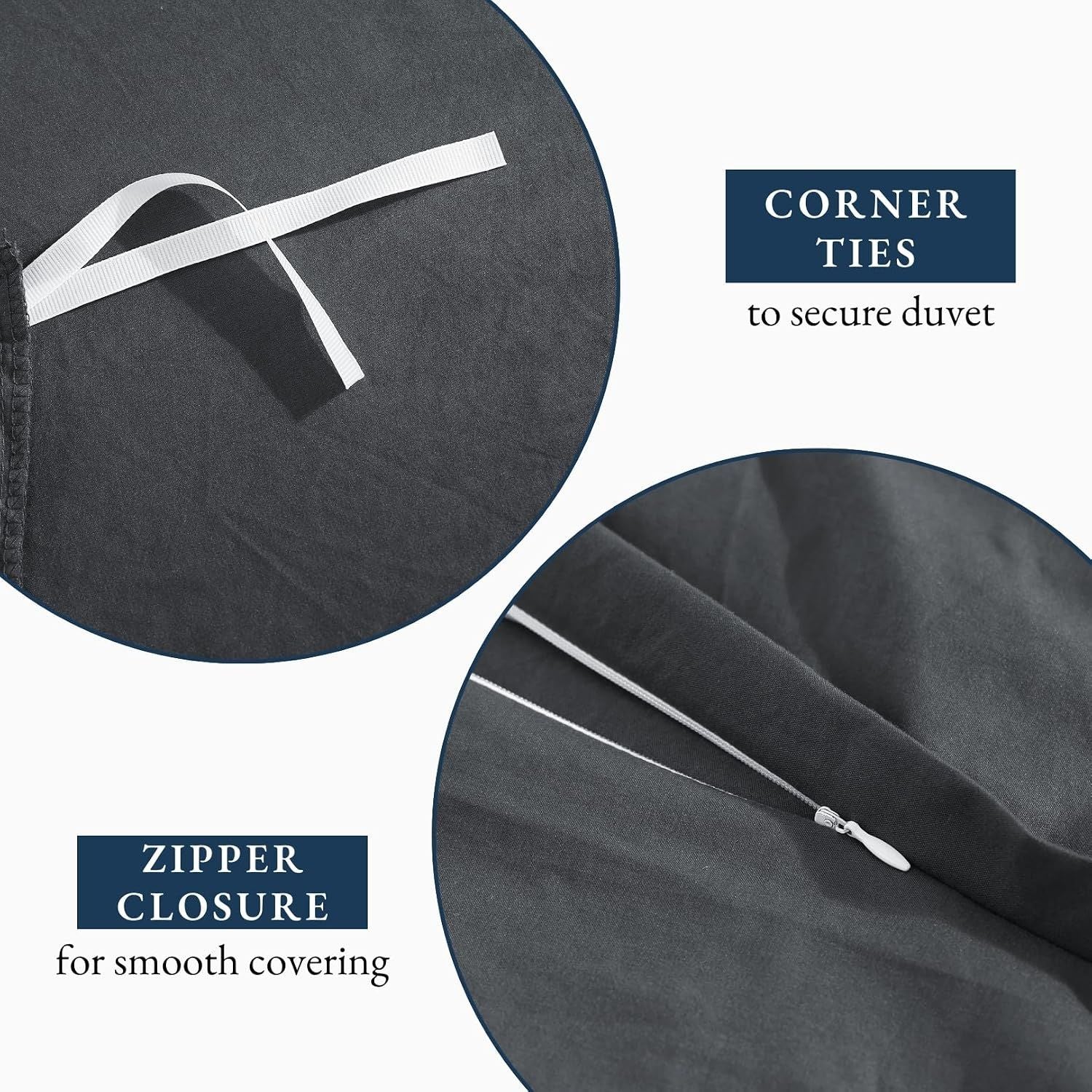 Hotel Soft Microfiber Duvet Cover Set-2000TC Quilt Cover Set & Pillowcases -1 Donna Cover Zipper Closure & 1 x Pillowcases-Breathable Bedding - Wrinkle, Fade, Stain Resistant(Dark gray,King)