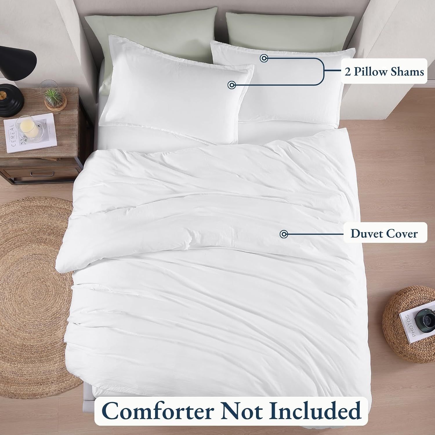 Hotel Soft Microfiber Duvet Cover Set-2000TC Quilt Cover Set & Pillowcases -1 Donna Cover Zipper Closure & 1 x Pillowcases-Breathable Bedding - Wrinkle, Fade, Stain Resistant(White,King Single)