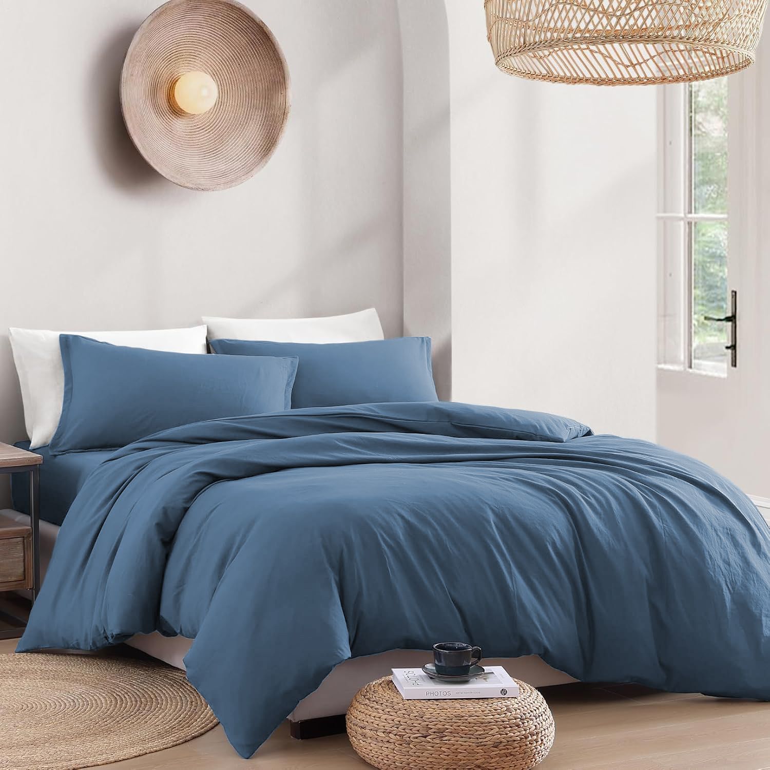 Hotel Soft Microfiber Duvet Cover Set-2000TC Quilt Cover Set & Pillowcases -1 Donna Cover Zipper Closure & 1 x Pillowcases-Breathable Bedding - Wrinkle, Fade, Stain Resistant(Ocean,King Single)