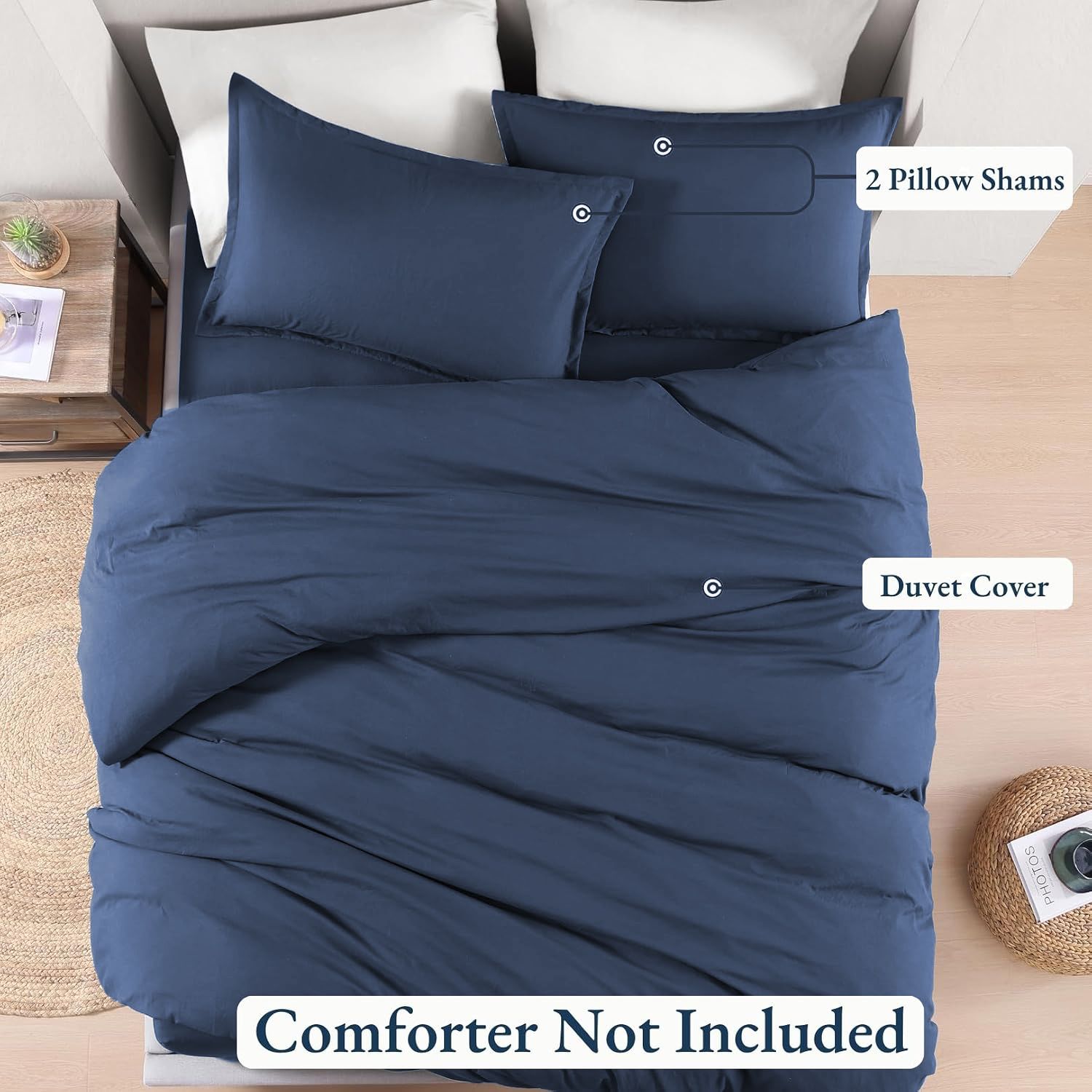Hotel Soft Microfiber Duvet Cover Set-2000TC Quilt Cover Set & Pillowcases -1 Donna Cover Zipper Closure & 1 x Pillowcases-Breathable Bedding - Wrinkle, Fade, Stain Resistant(Navy,King Single)