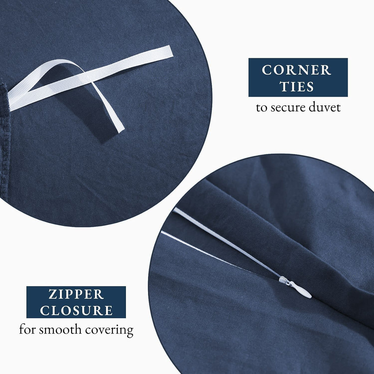Hotel Soft Microfiber Duvet Cover Set-2000TC Quilt Cover Set & Pillowcases -1 Donna Cover Zipper Closure & 1 x Pillowcases-Breathable Bedding - Wrinkle, Fade, Stain Resistant(Navy,King Single)