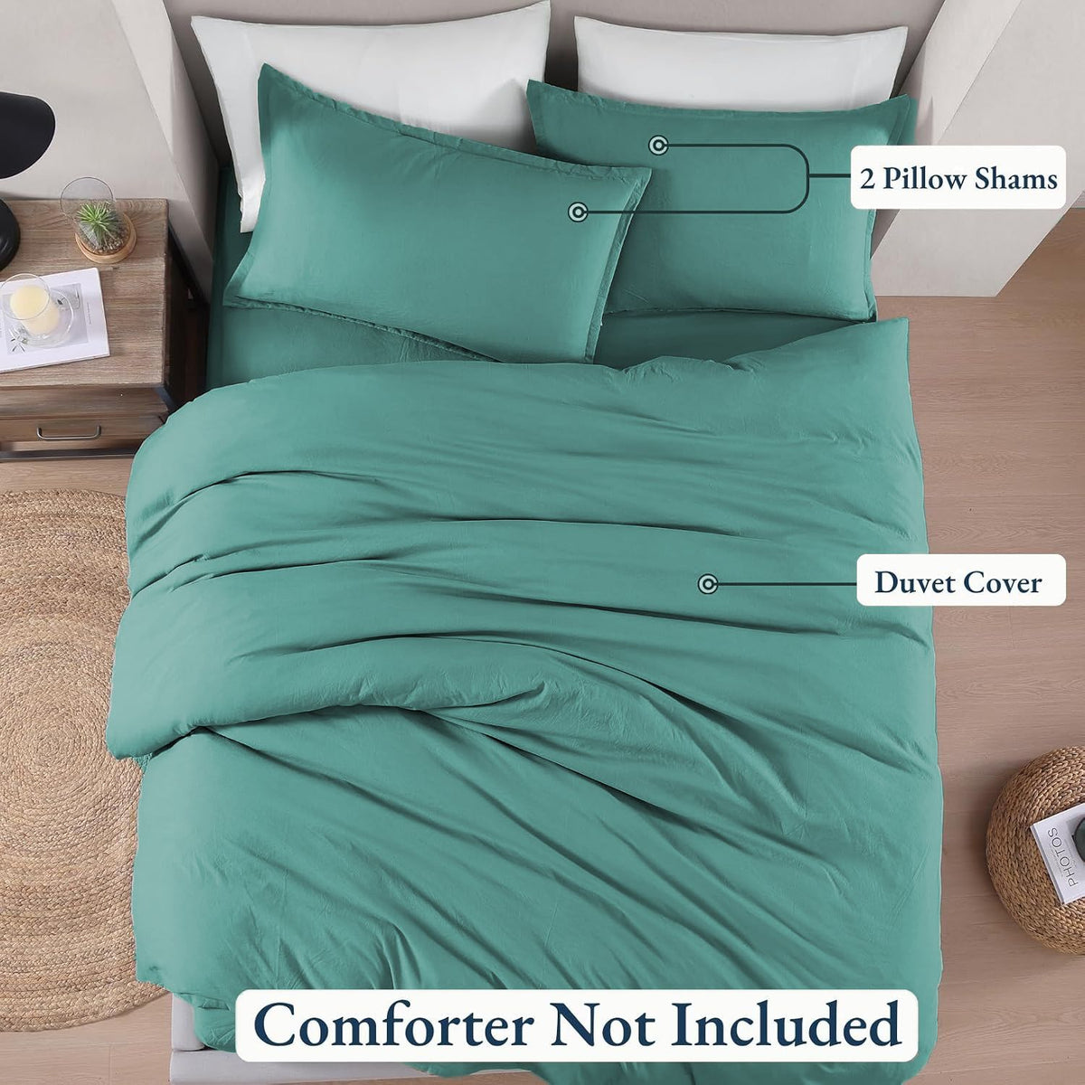 Hotel Soft Microfiber Duvet Cover Set-2000TC Quilt Cover Set & Pillowcases -1 Donna Cover Zipper Closure & 1 x Pillowcases-Breathable Bedding - Wrinkle, Fade, Stain Resistant(Biscay blue,King Single)