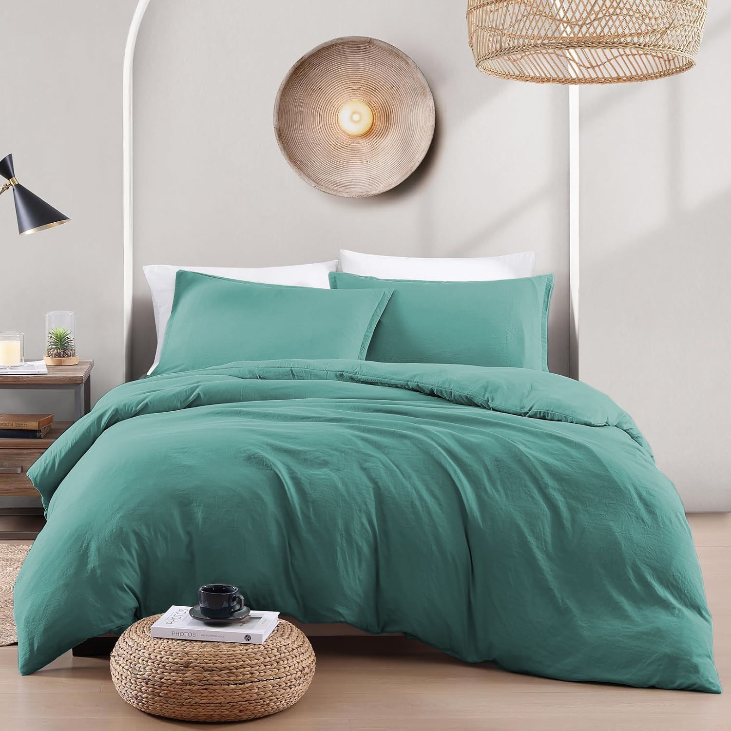 Hotel Soft Microfiber Duvet Cover Set-2000TC Quilt Cover Set & Pillowcases -1 Donna Cover Zipper Closure & 1 x Pillowcases-Breathable Bedding - Wrinkle, Fade, Stain Resistant(Biscay blue,King Single)