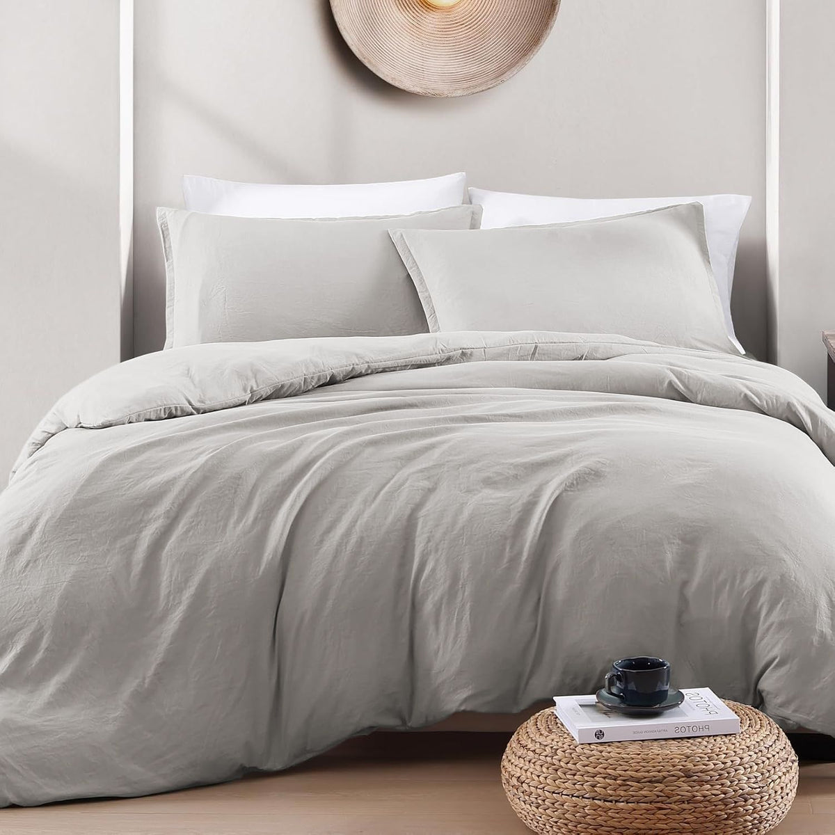 Hotel Soft Microfiber Duvet Cover Set-2000TC Quilt Cover Set & Pillowcases -1 Donna Cover Zipper Closure & 1 x Pillowcases-Breathable Bedding - Wrinkle, Fade, Stain Resistant(Silver-gray,King Single)