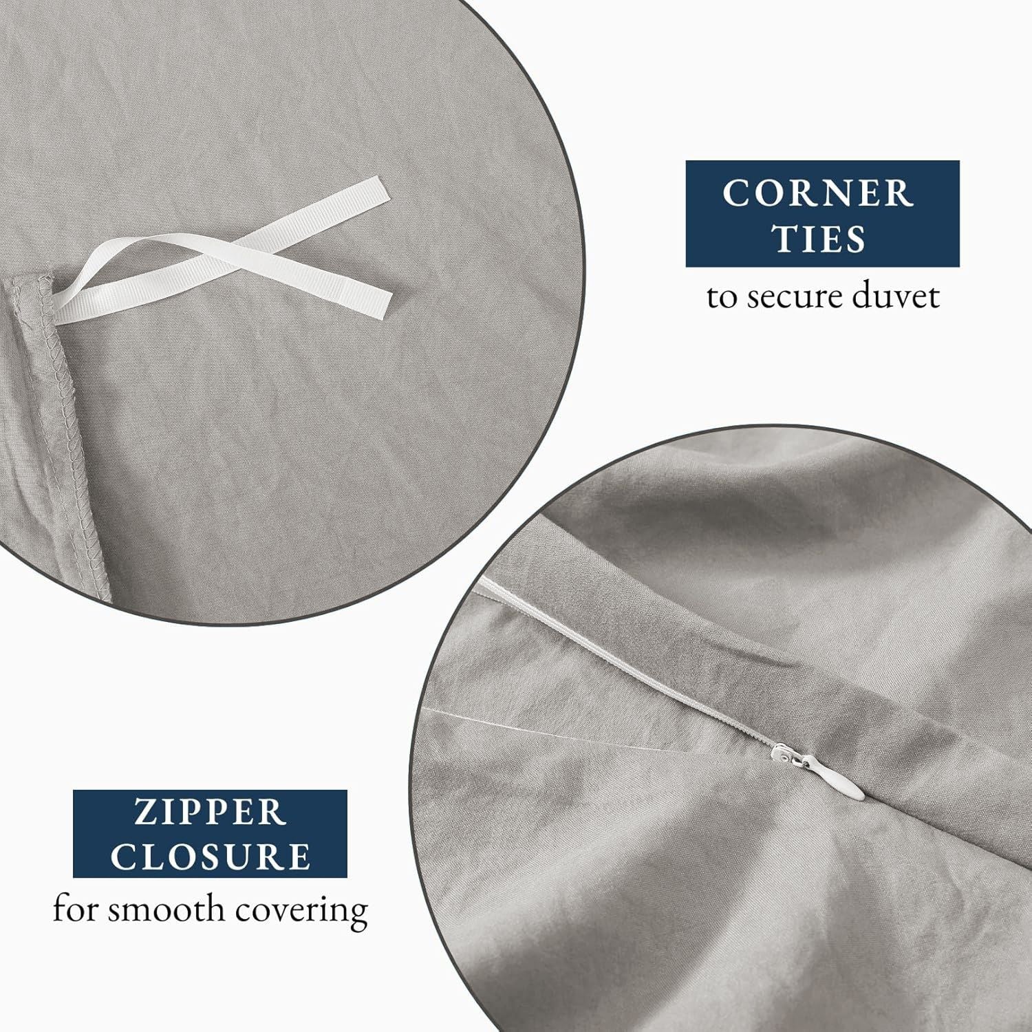 Hotel Soft Microfiber Duvet Cover Set-2000TC Quilt Cover Set & Pillowcases -1 Donna Cover Zipper Closure & 1 x Pillowcases-Breathable Bedding - Wrinkle, Fade, Stain Resistant(Silver-gray,King Single)