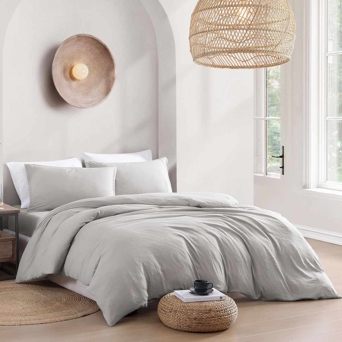 Hotel Soft Microfiber Duvet Cover Set-2000TC Quilt Cover Set & Pillowcases -1 Donna Cover Zipper Closure & 1 x Pillowcases-Breathable Bedding - Wrinkle, Fade, Stain Resistant(Silver-gray,King Single)