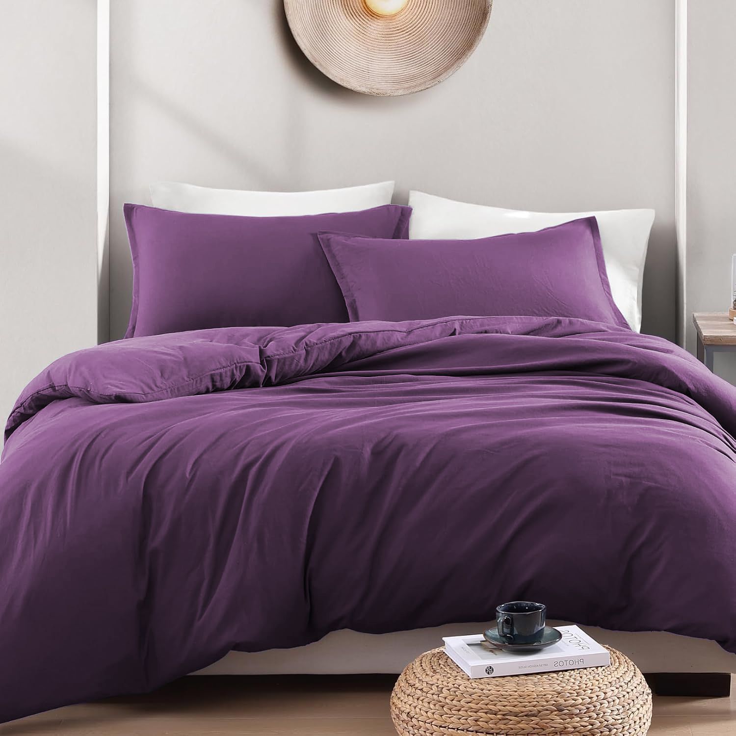 Hotel Soft Microfiber Duvet Cover Set-2000TC Quilt Cover Set & Pillowcases -1 Donna Cover Zipper Closure & 1 x Pillowcases-Breathable Bedding - Wrinkle, Fade, Stain Resistant(Purple,King Single)