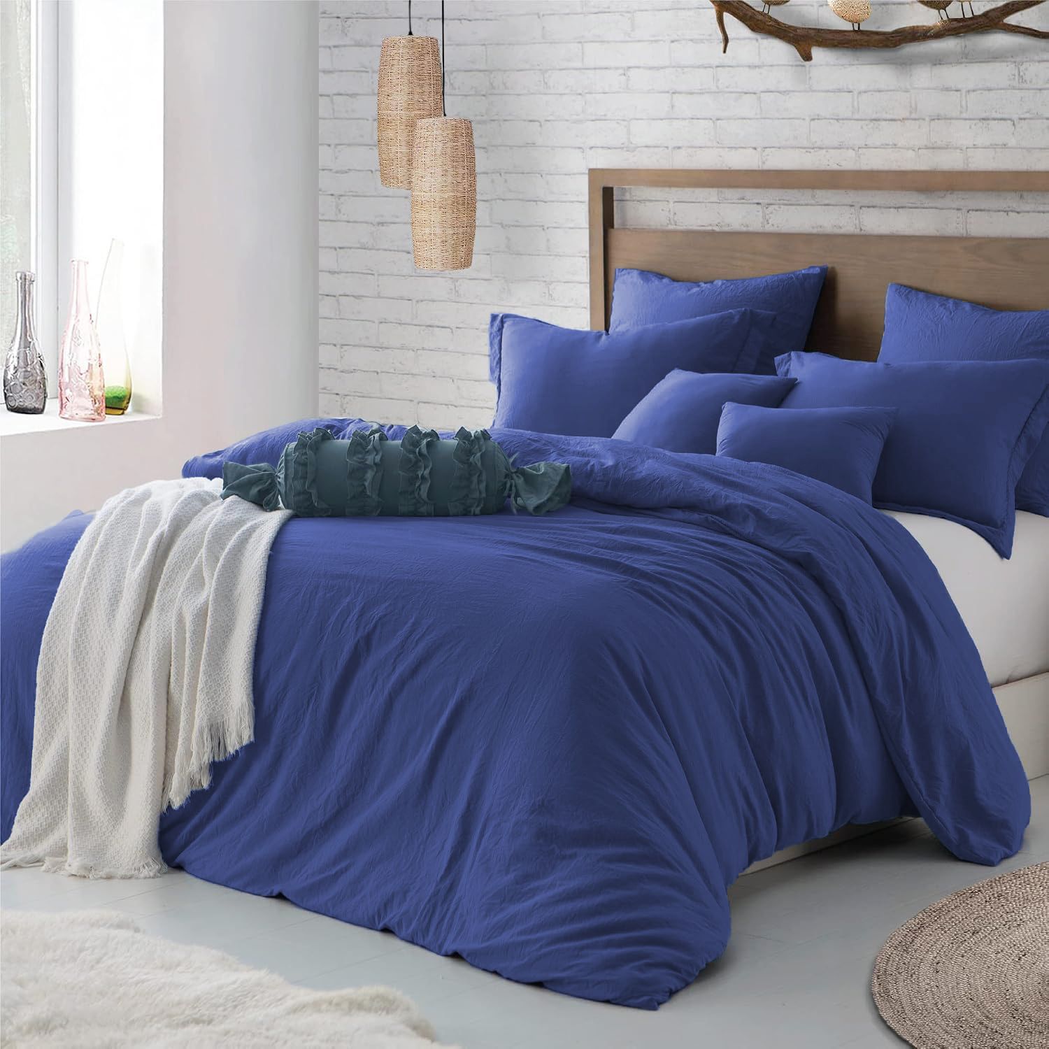 Hotel Soft Microfiber Duvet Cover Set-2000TC Quilt Cover Set & Pillowcases -1 Donna Cover Zipper Closure & 1 x Pillowcases-Breathable Bedding - Wrinkle, Fade, Stain Resistant(Royal blue,Queen)