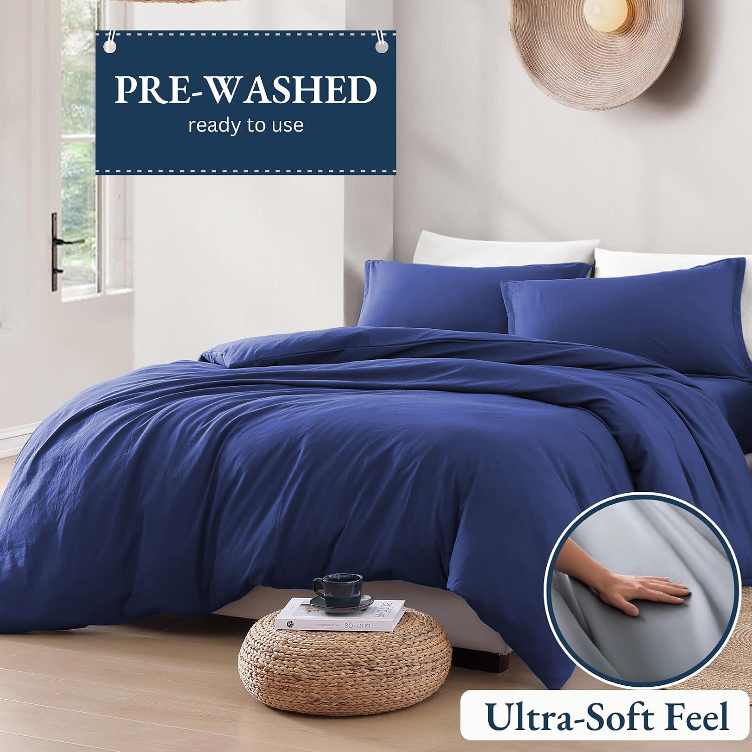 Hotel Soft Microfiber Duvet Cover Set-2000TC Quilt Cover Set & Pillowcases -1 Donna Cover Zipper Closure & 1 x Pillowcases-Breathable Bedding - Wrinkle, Fade, Stain Resistant(Royal blue,Queen)