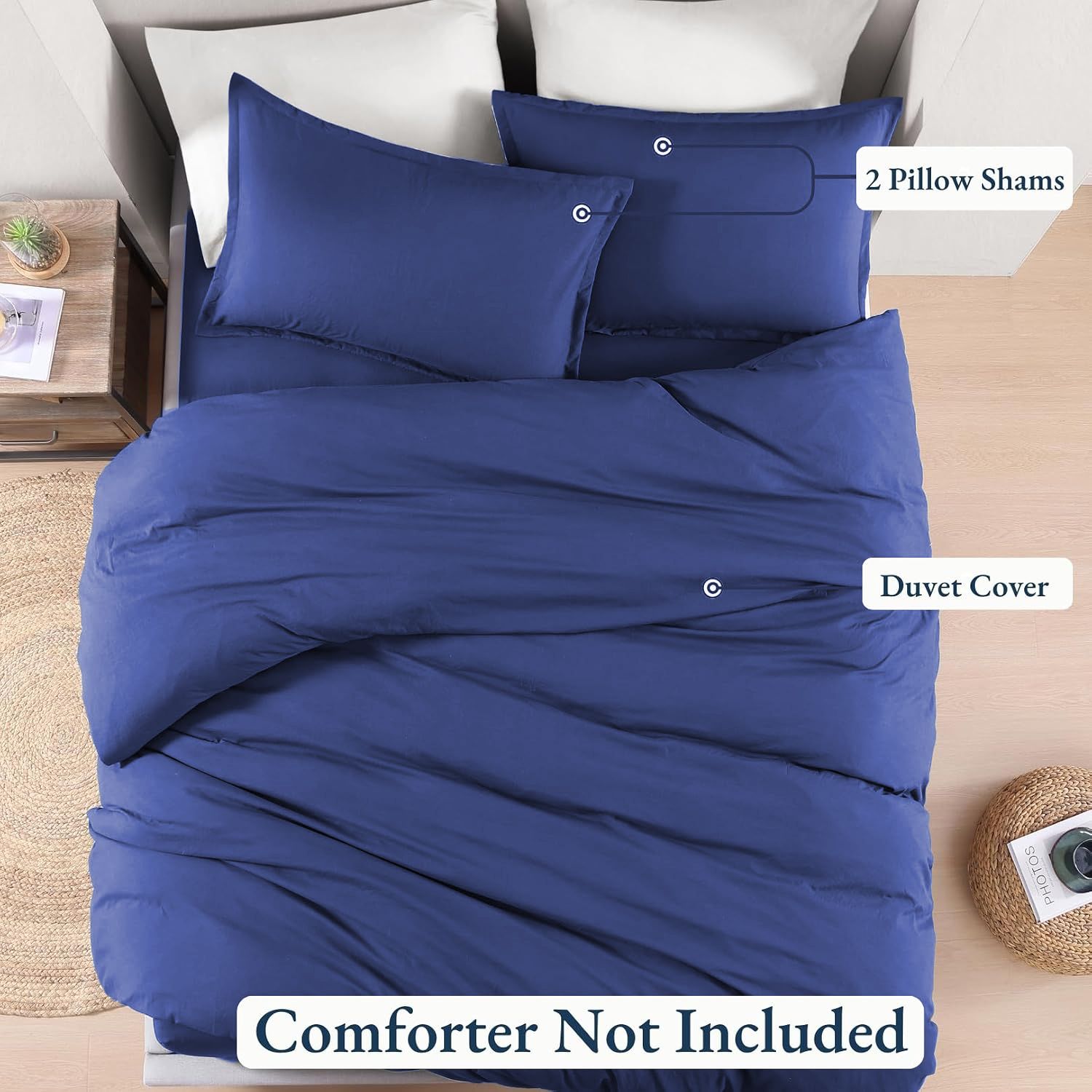 Hotel Soft Microfiber Duvet Cover Set-2000TC Quilt Cover Set & Pillowcases -1 Donna Cover Zipper Closure & 1 x Pillowcases-Breathable Bedding - Wrinkle, Fade, Stain Resistant(Royal blue,Queen)
