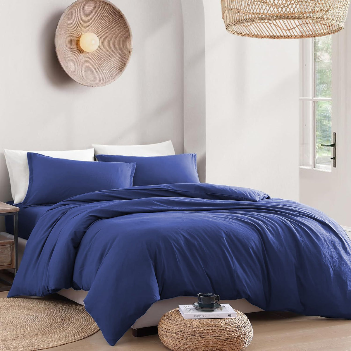 Hotel Soft Microfiber Duvet Cover Set-2000TC Quilt Cover Set & Pillowcases -1 Donna Cover Zipper Closure & 1 x Pillowcases-Breathable Bedding - Wrinkle, Fade, Stain Resistant(Royal blue,Queen)