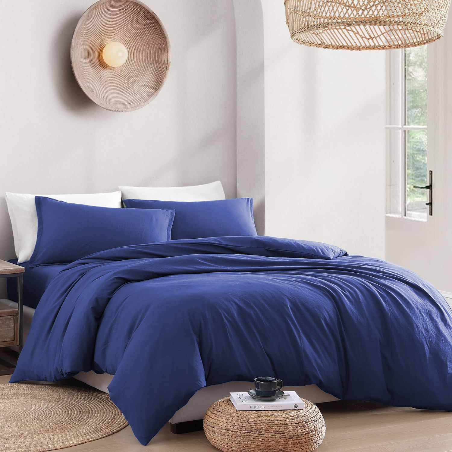 Hotel Soft Microfiber Duvet Cover Set-2000TC Quilt Cover Set & Pillowcases -1 Donna Cover Zipper Closure & 1 x Pillowcases-Breathable Bedding - Wrinkle, Fade, Stain Resistant(Royal blue,Queen)