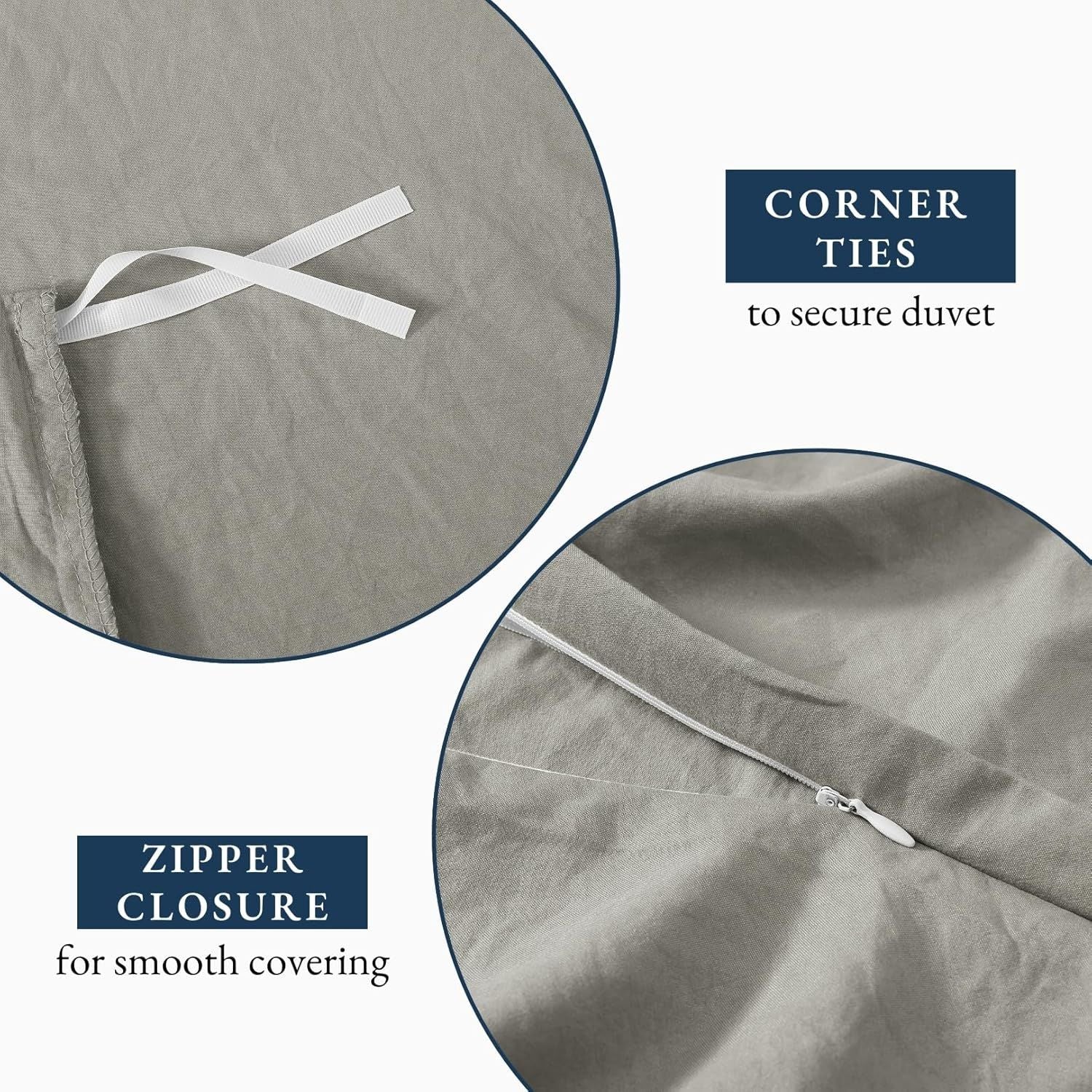 Hotel Soft Microfiber Duvet Cover Set-2000TC Quilt Cover Set & Pillowcases -1 Donna Cover Zipper Closure & 1 x Pillowcases-Breathable Bedding - Wrinkle, Fade, Stain Resistant(Grey,Queen)
