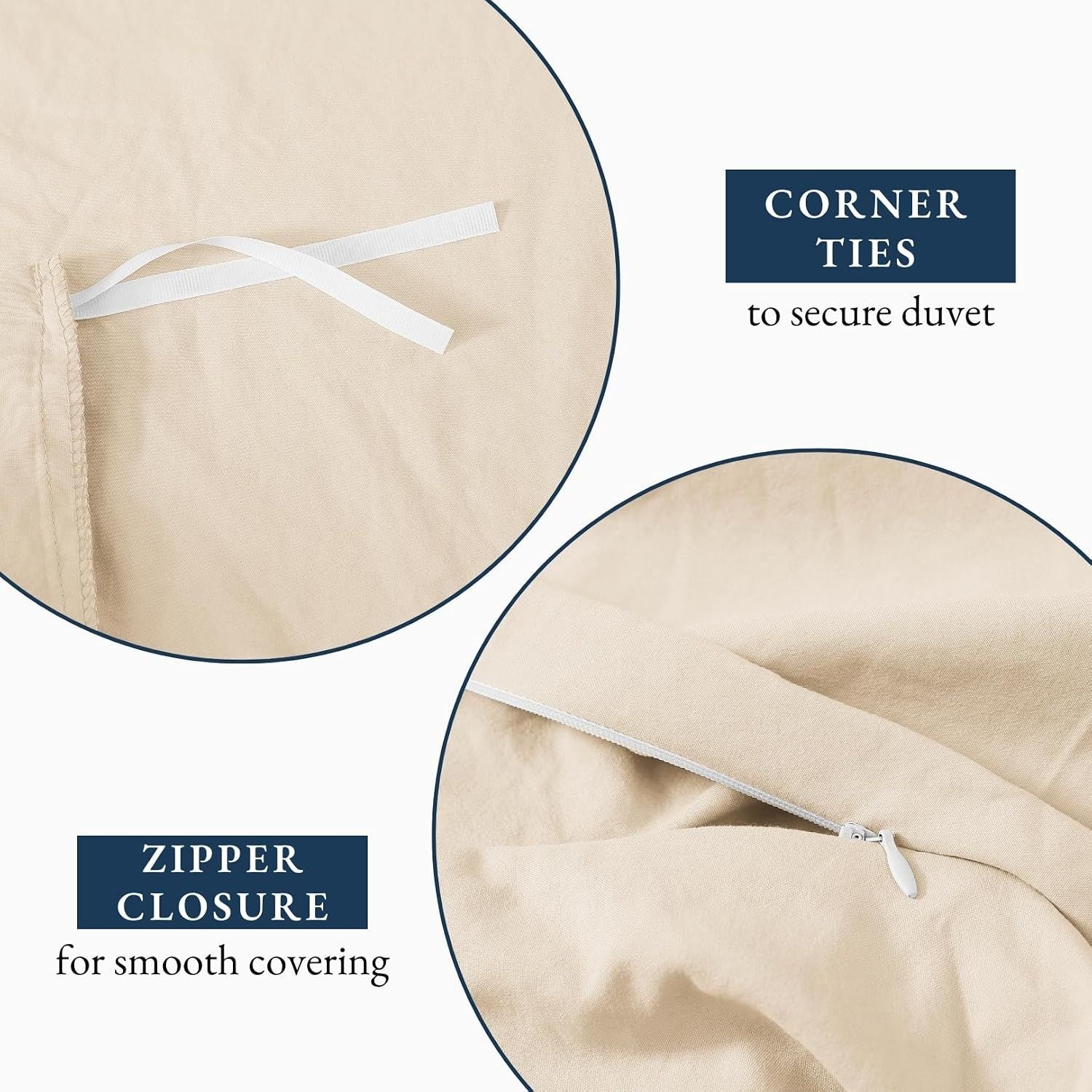 Hotel Soft Microfiber Duvet Cover Set-2000TC Quilt Cover Set & Pillowcases -1 Donna Cover Zipper Closure & 1 x Pillowcases-Breathable Bedding - Wrinkle, Fade, Stain Resistant(Cream White,Queen)
