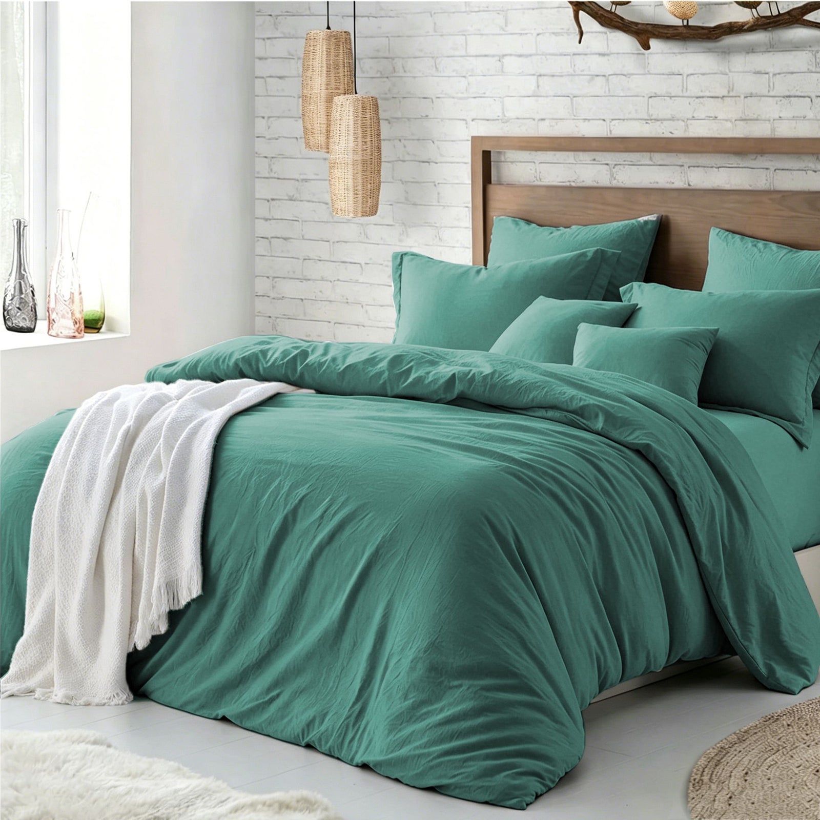Hotel Soft Microfiber Duvet Cover Set-2000TC Quilt Cover Set & Pillowcases -1 Donna Cover Zipper Closure & 1 x Pillowcases-Breathable Bedding - Wrinkle, Fade, Stain Resistant(Biscay blue,Queen)