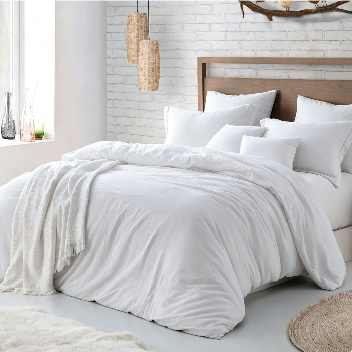 Hotel Soft Microfiber Duvet Cover Set-2000TC Quilt Cover Set &amp; Pillowcases -1 Donna Cover Zipper Closure &amp; 1 x Pillowcases-Breathable Bedding - Wrinkle, Fade, Stain Resistant(White,Single)