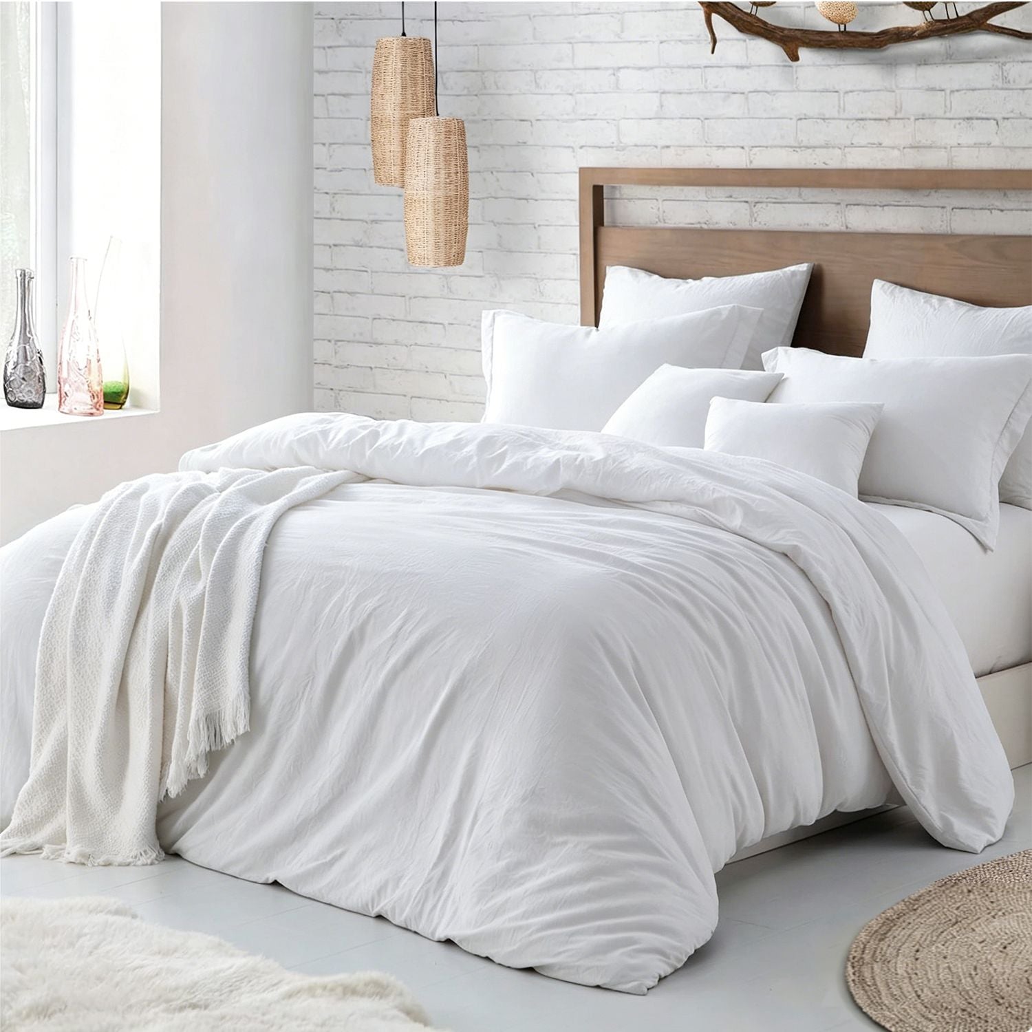 Hotel Soft Microfiber Duvet Cover Set-2000TC Quilt Cover Set & Pillowcases -1 Donna Cover Zipper Closure & 1 x Pillowcases-Breathable Bedding - Wrinkle, Fade, Stain Resistant(White,Single)
