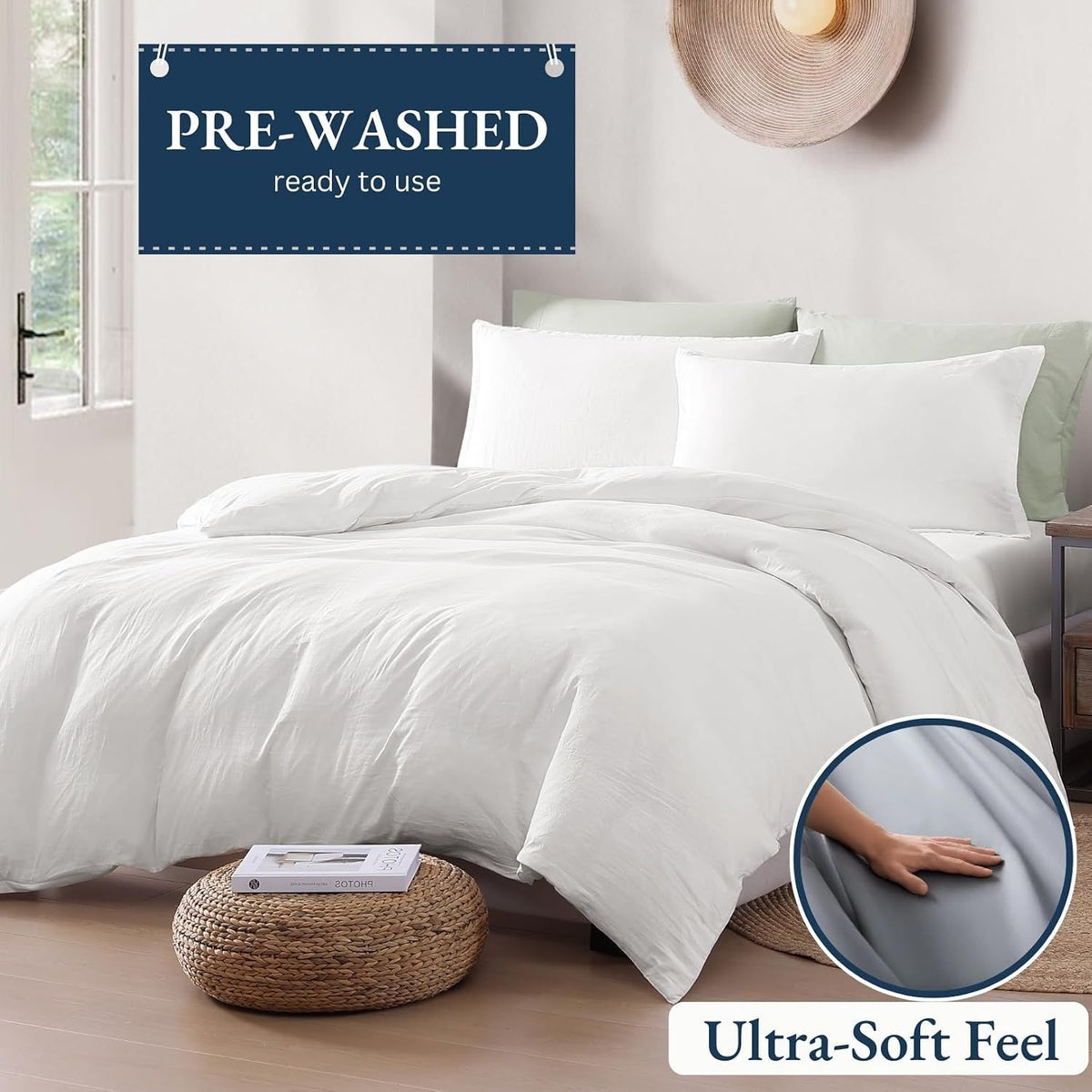 Hotel Soft Microfiber Duvet Cover Set-2000TC Quilt Cover Set & Pillowcases -1 Donna Cover Zipper Closure & 1 x Pillowcases-Breathable Bedding - Wrinkle, Fade, Stain Resistant(White,Single)