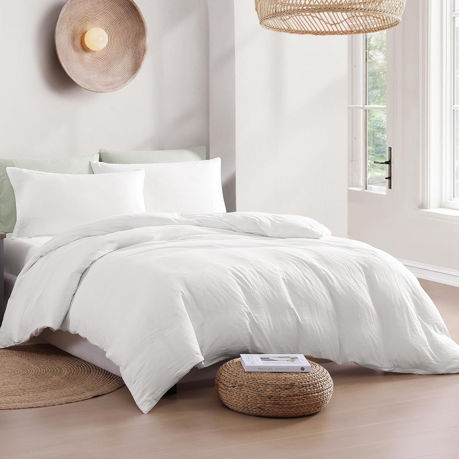 Hotel Soft Microfiber Duvet Cover Set-2000TC Quilt Cover Set & Pillowcases -1 Donna Cover Zipper Closure & 1 x Pillowcases-Breathable Bedding - Wrinkle, Fade, Stain Resistant(White,Single)