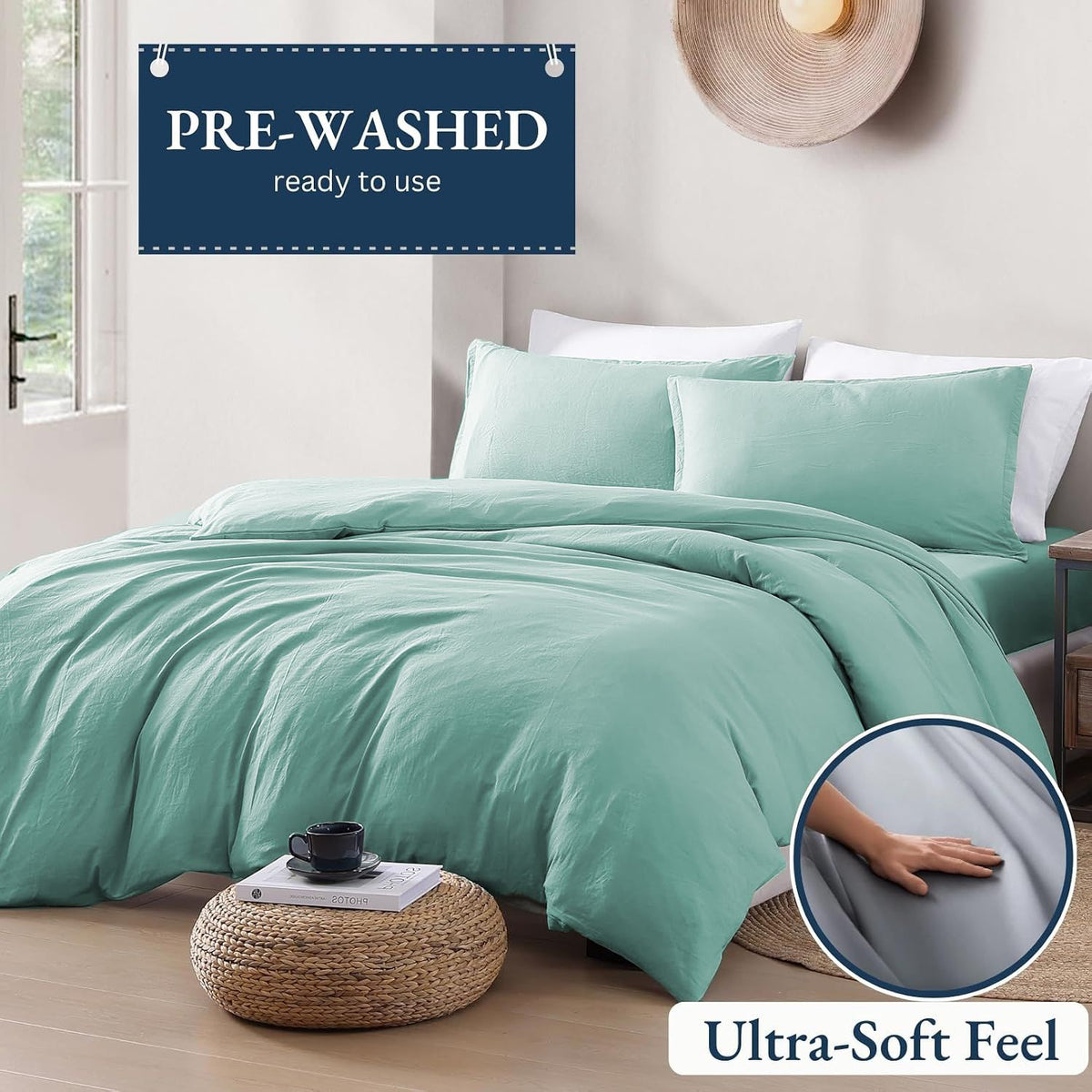 Hotel Soft Microfiber Duvet Cover Set-2000TC Quilt Cover Set & Pillowcases -1 Donna Cover Zipper Closure & 1 x Pillowcases-Breathable Bedding - Wrinkle, Fade, Stain Resistant(Ice Blue,Single)