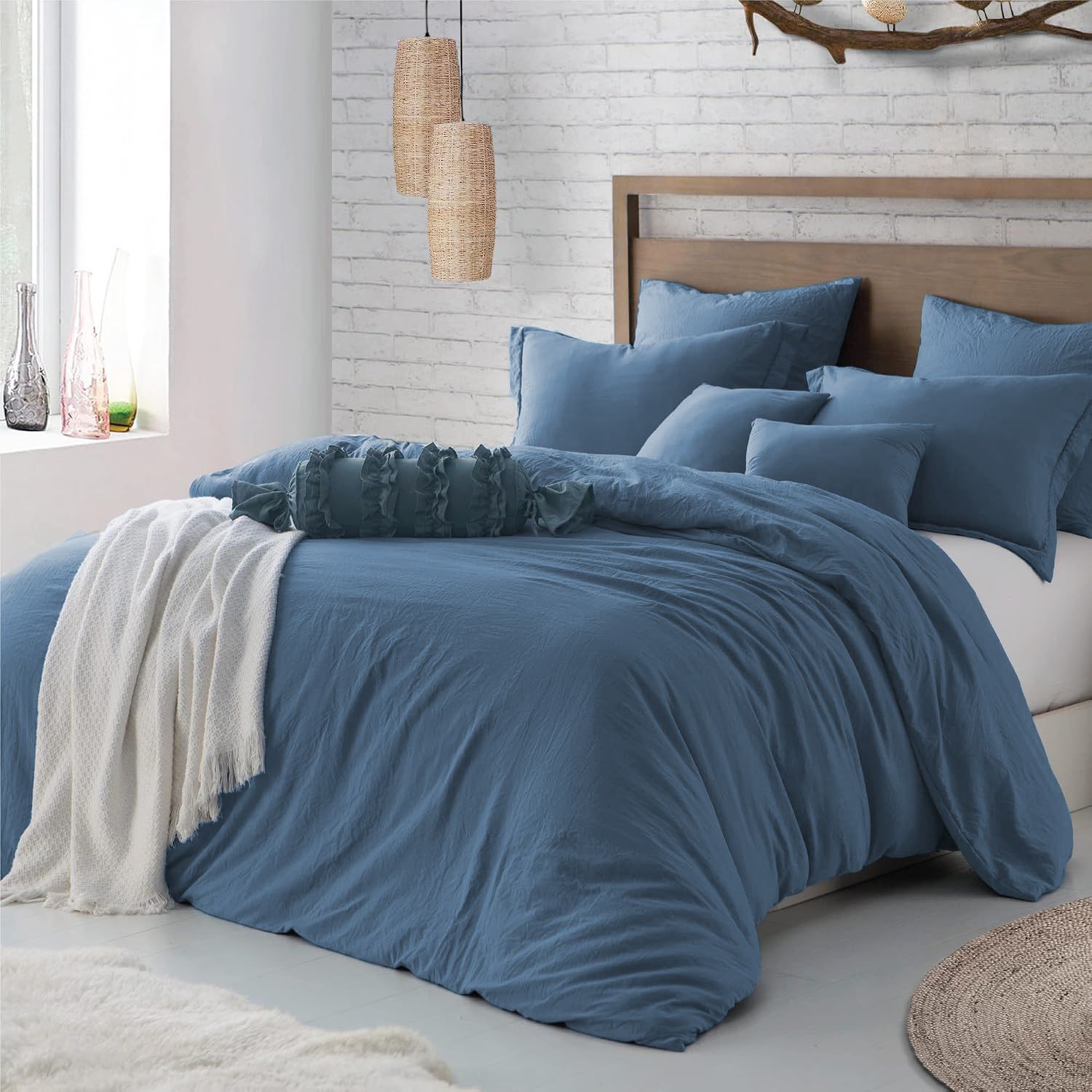 Hotel Soft Microfiber Duvet Cover Set-2000TC Quilt Cover Set & Pillowcases -1 Donna Cover Zipper Closure & 1 x Pillowcases-Breathable Bedding - Wrinkle, Fade, Stain Resistant(Ocean,Single)