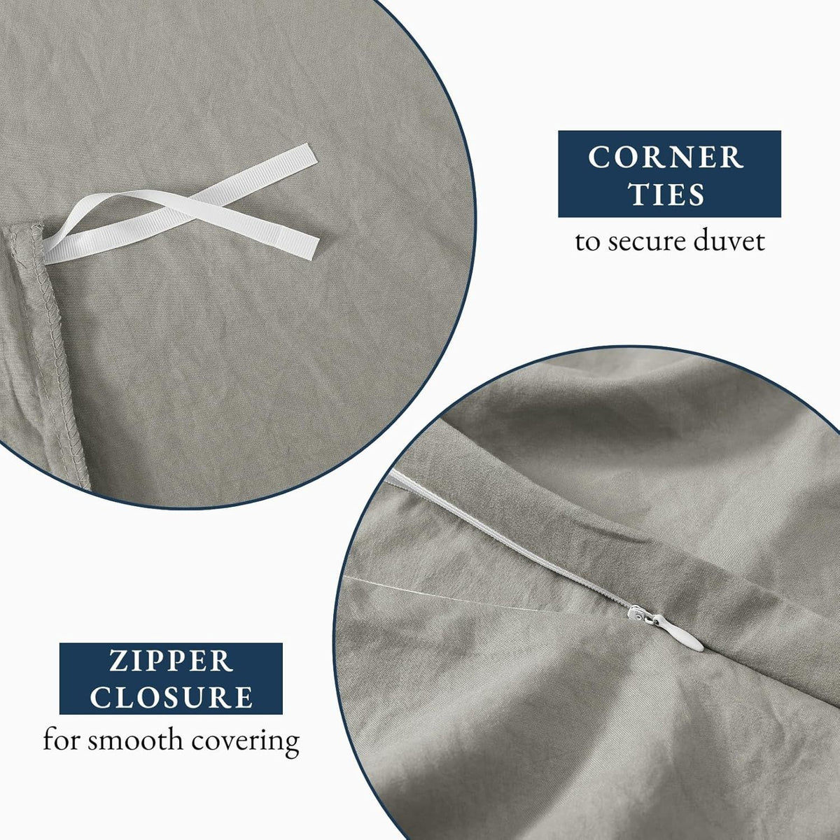 Hotel Soft Microfiber Duvet Cover Set-2000TC Quilt Cover Set & Pillowcases -1 Donna Cover Zipper Closure & 1 x Pillowcases-Breathable Bedding - Wrinkle, Fade, Stain Resistant(Grey,Single)