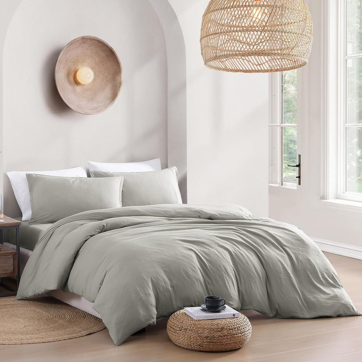 Hotel Soft Microfiber Duvet Cover Set-2000TC Quilt Cover Set & Pillowcases -1 Donna Cover Zipper Closure & 1 x Pillowcases-Breathable Bedding - Wrinkle, Fade, Stain Resistant(Grey,Single)