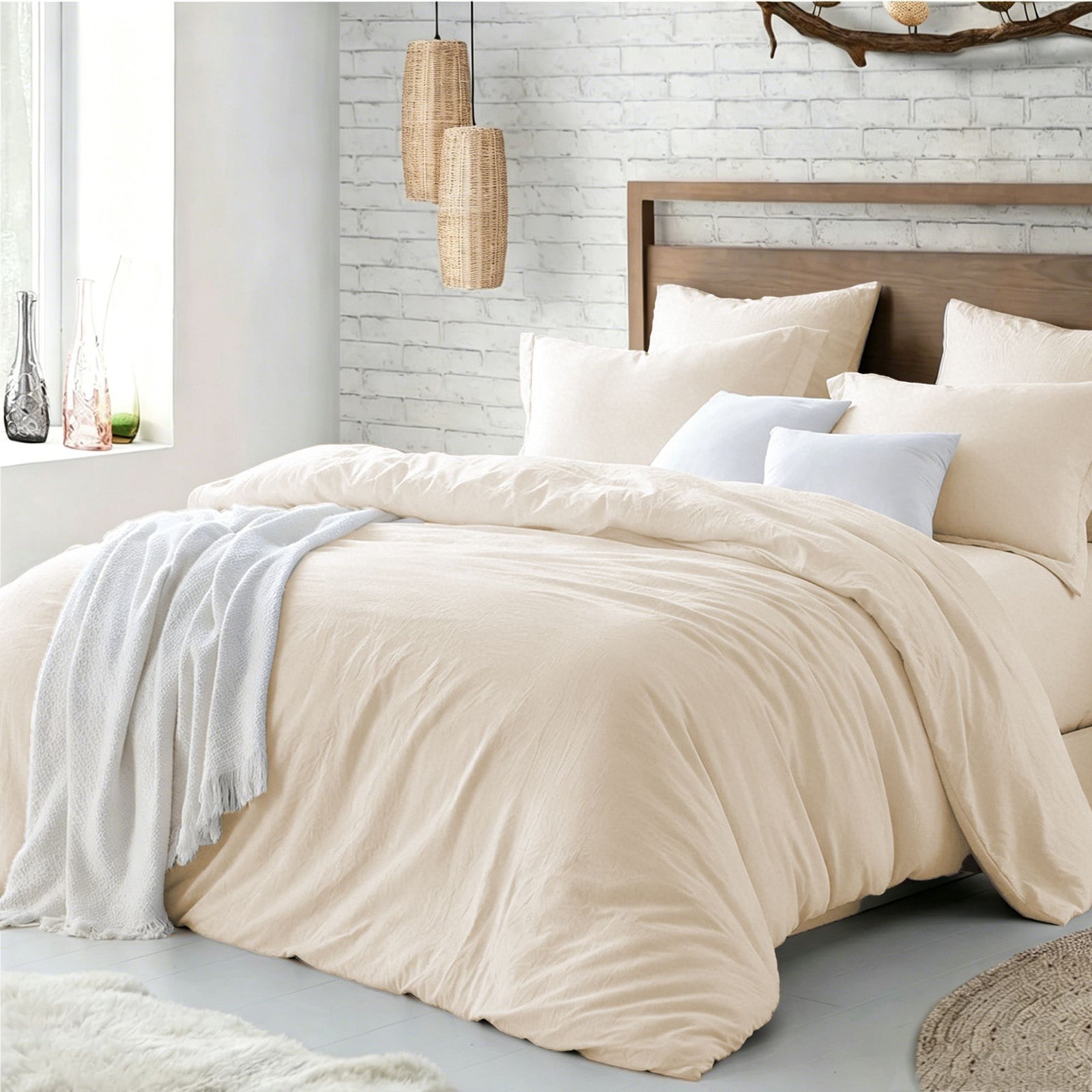 Hotel Soft Microfiber Duvet Cover Set-2000TC Quilt Cover Set & Pillowcases -1 Donna Cover Zipper Closure & 1 x Pillowcases-Breathable Bedding - Wrinkle, Fade, Stain Resistant(Cream White,Single)