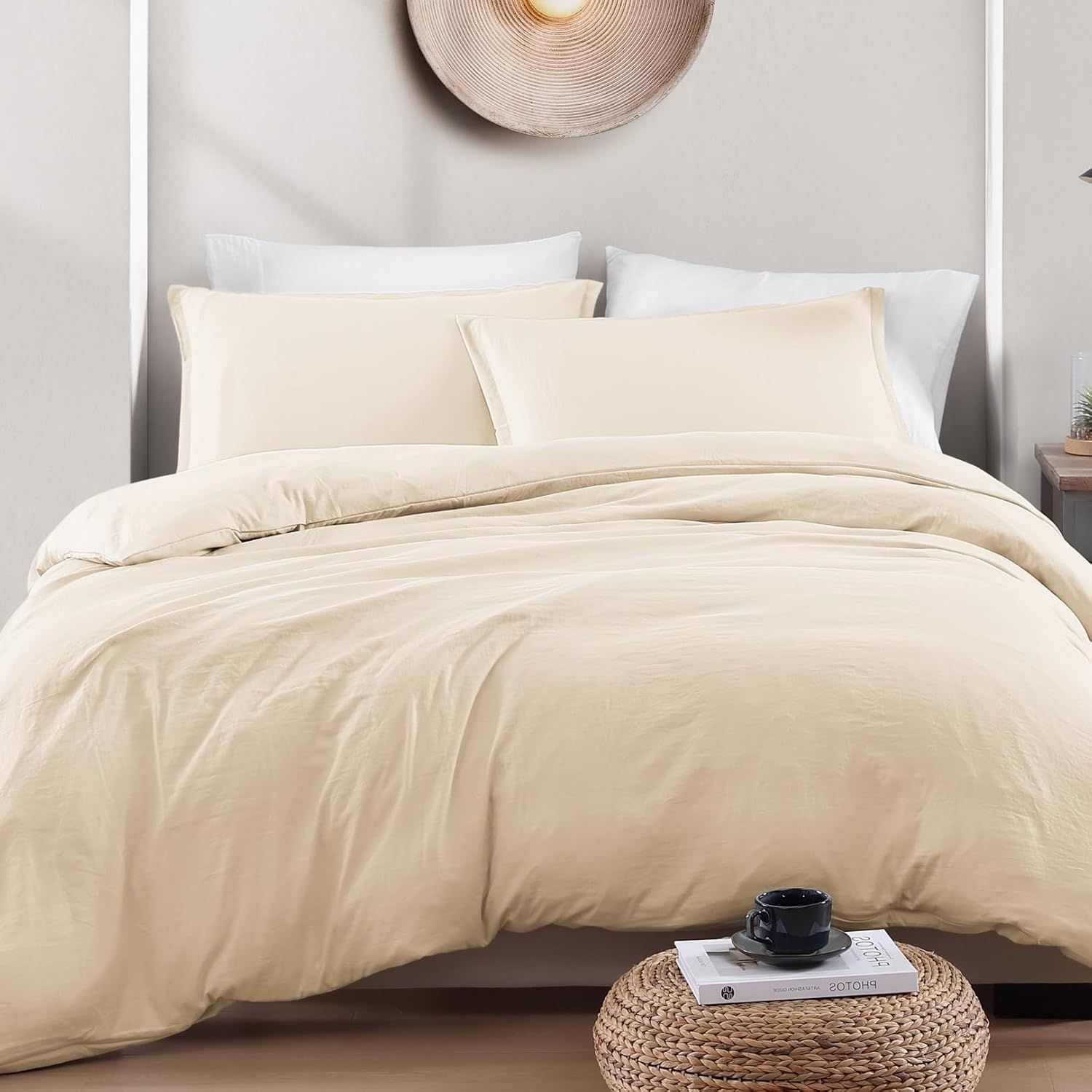 Hotel Soft Microfiber Duvet Cover Set-2000TC Quilt Cover Set & Pillowcases -1 Donna Cover Zipper Closure & 1 x Pillowcases-Breathable Bedding - Wrinkle, Fade, Stain Resistant(Cream White,Single)