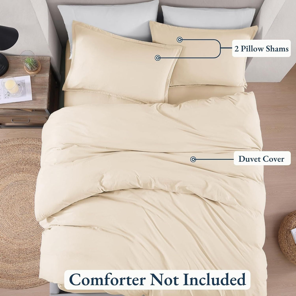 Hotel Soft Microfiber Duvet Cover Set-2000TC Quilt Cover Set & Pillowcases -1 Donna Cover Zipper Closure & 1 x Pillowcases-Breathable Bedding - Wrinkle, Fade, Stain Resistant(Cream White,Single)