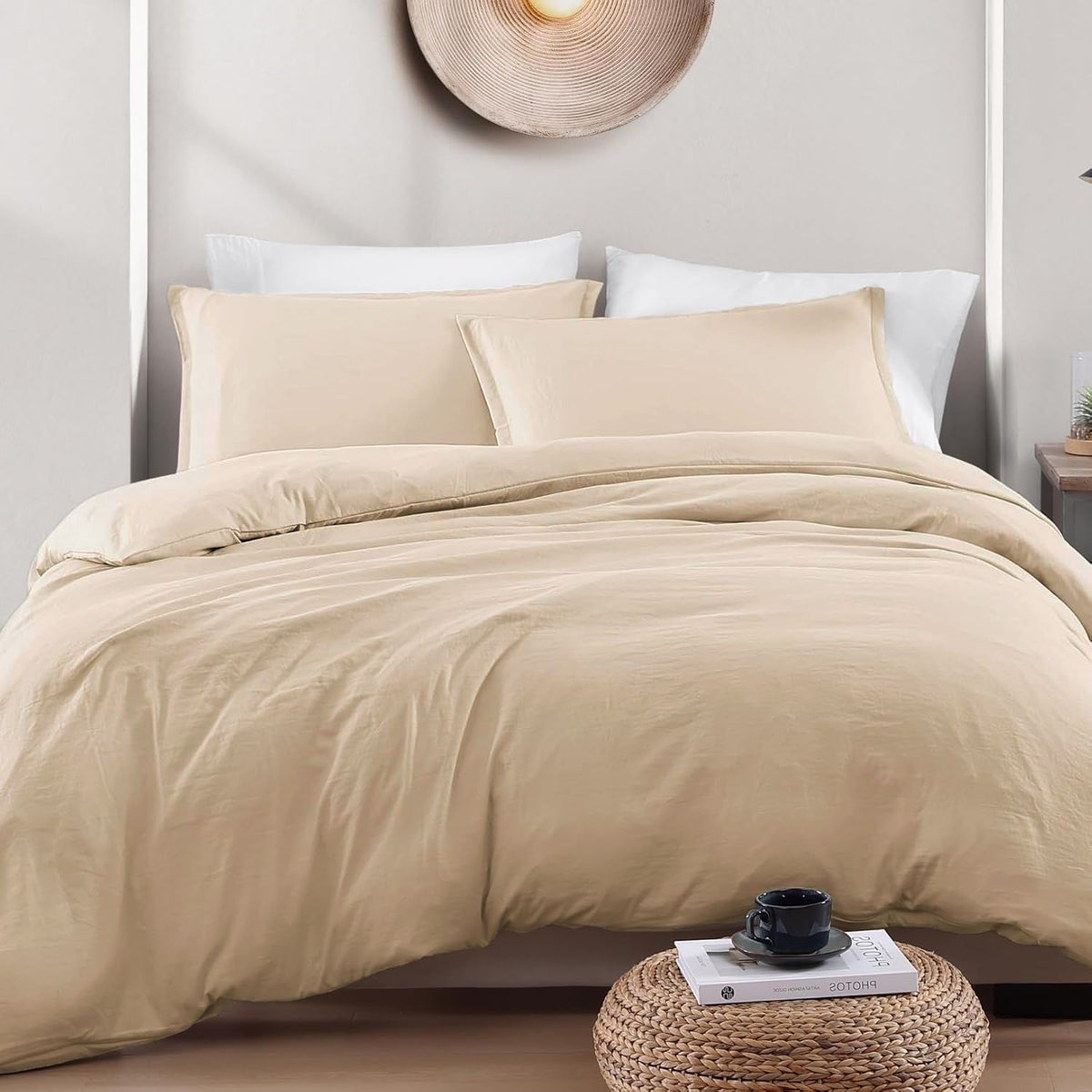 Hotel Soft Microfiber Duvet Cover Set-2000TC Quilt Cover Set & Pillowcases -1 Donna Cover Zipper Closure & 1 x Pillowcases-Breathable Bedding - Wrinkle, Fade, Stain Resistant(Camel Beige,Single)