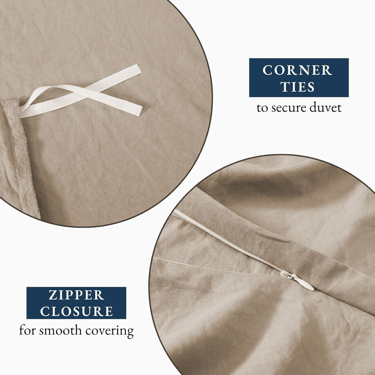 Hotel Soft Microfiber Duvet Cover Set-2000TC Quilt Cover Set & Pillowcases -1 Donna Cover Zipper Closure & 1 x Pillowcases-Breathable Bedding - Wrinkle, Fade, Stain Resistant(Camel Beige,Single)