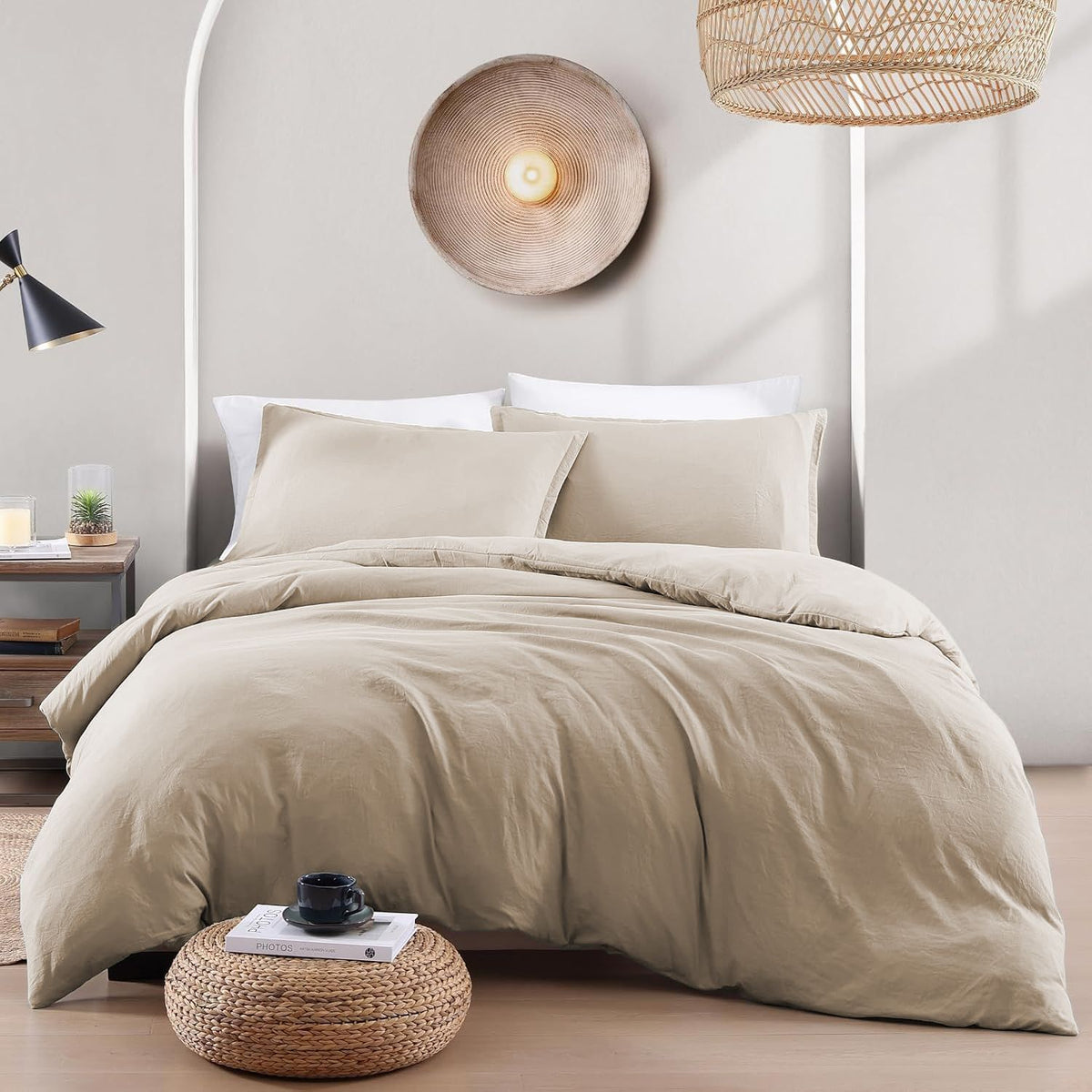 Hotel Soft Microfiber Duvet Cover Set-2000TC Quilt Cover Set & Pillowcases -1 Donna Cover Zipper Closure & 1 x Pillowcases-Breathable Bedding - Wrinkle, Fade, Stain Resistant(Camel Beige,Single)