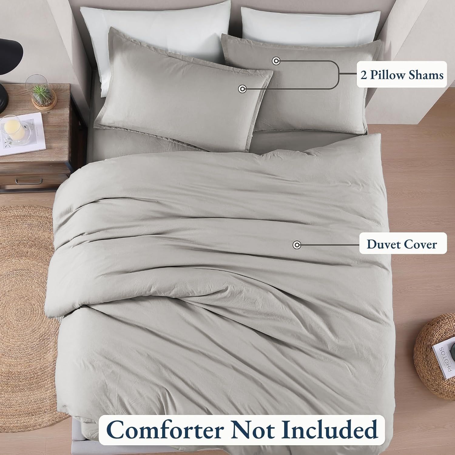 Hotel Soft Microfiber Duvet Cover Set-2000TC Quilt Cover Set & Pillowcases -1 Donna Cover Zipper Closure & 1 x Pillowcases-Breathable Bedding - Wrinkle, Fade, Stain Resistant(Silver-gray,Single)