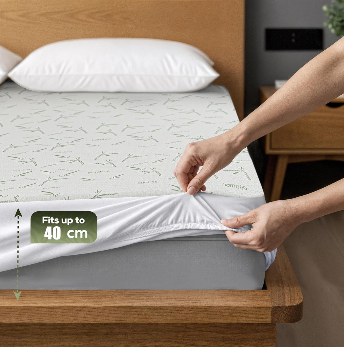 Waterproof Mattress Protector,Breathable Mattress Cover,3D Air Fabric Cooling Bed Pad Cover, Deep Pocket 40cm(King Single,Green)