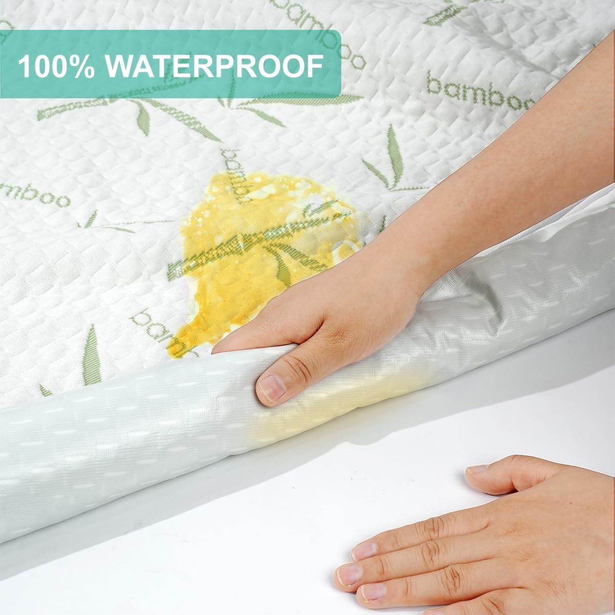 Waterproof Mattress Protector,Breathable Mattress Cover,3D Air Fabric Cooling Bed Pad Cover, Deep Pocket 40cm(Queen,Green)