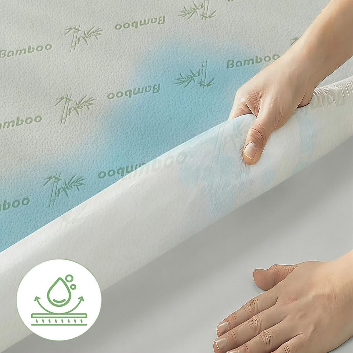 Bamboo Mattress Protector,Breathable Waterproof Mattress Cover,3D Air Fabric Cooling Bed Pad Cover, Deep Pocket 40cm(Super King,Green)